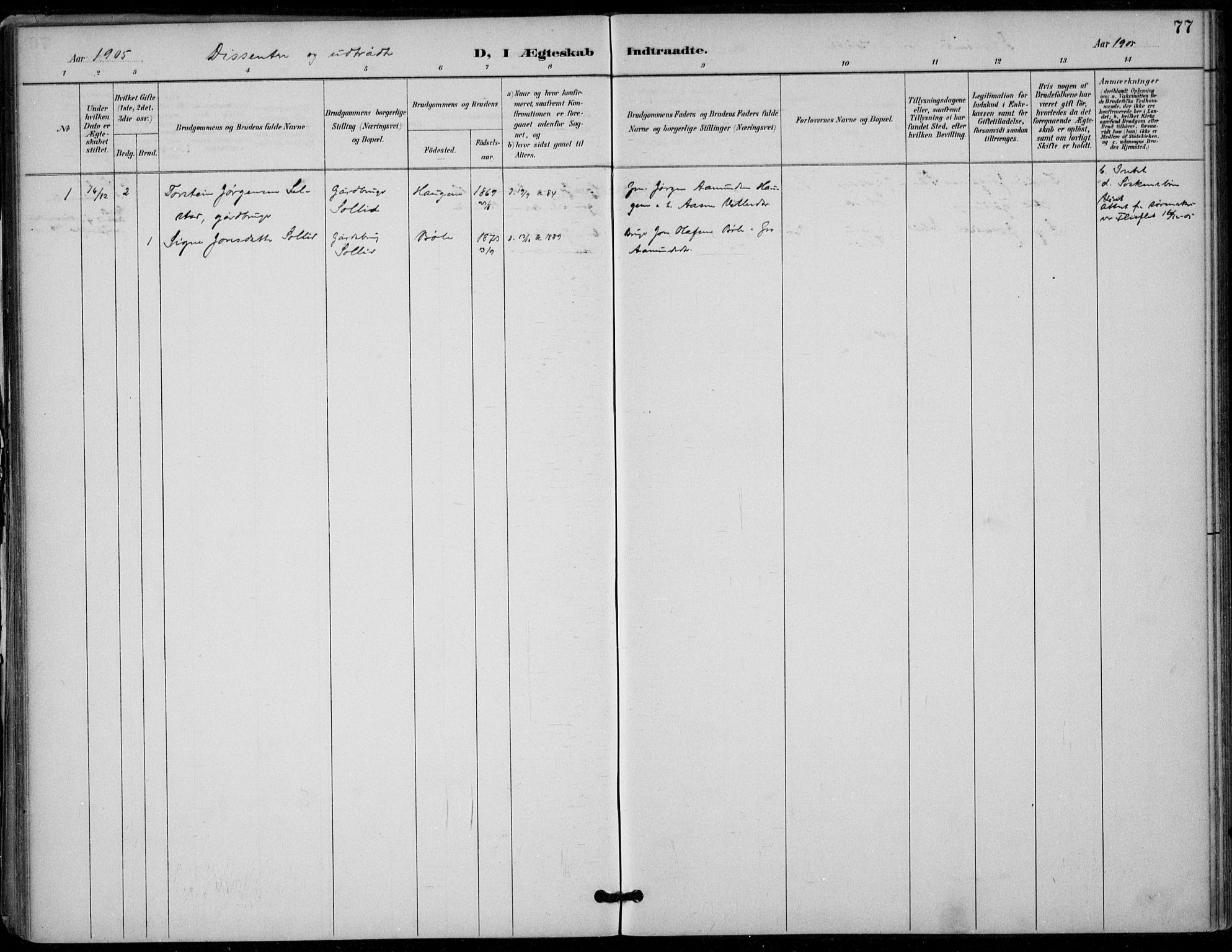Seljord kirkebøker, SAKO/A-20/F/Fc/L0002: Parish register (official) no. III 2, 1887-1920, p. 77