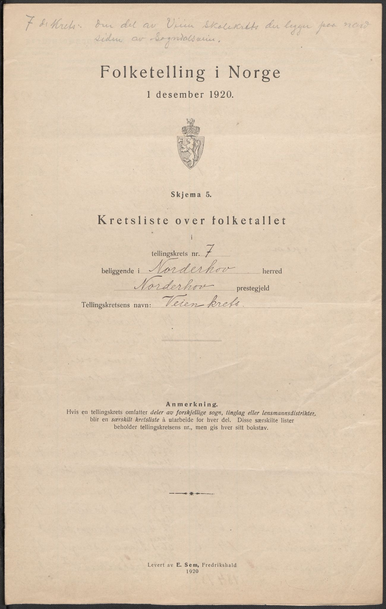 SAKO, 1920 census for Norderhov, 1920, p. 24