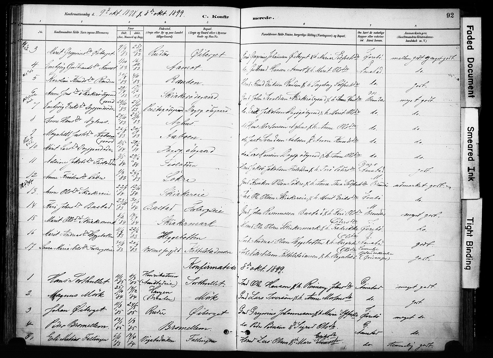 Skjåk prestekontor, SAH/PREST-072/H/Ha/Haa/L0004: Parish register (official) no. 4, 1880-1904, p. 92