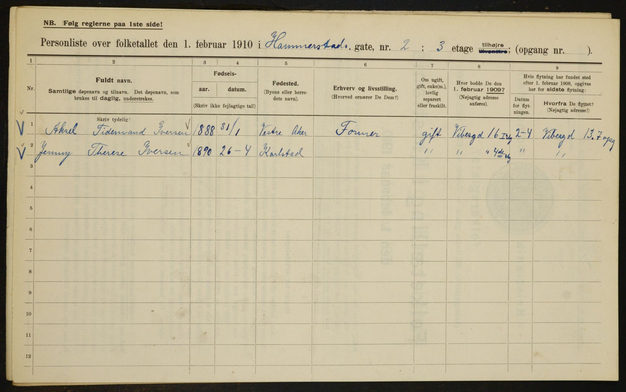 OBA, Municipal Census 1910 for Kristiania, 1910, p. 32391