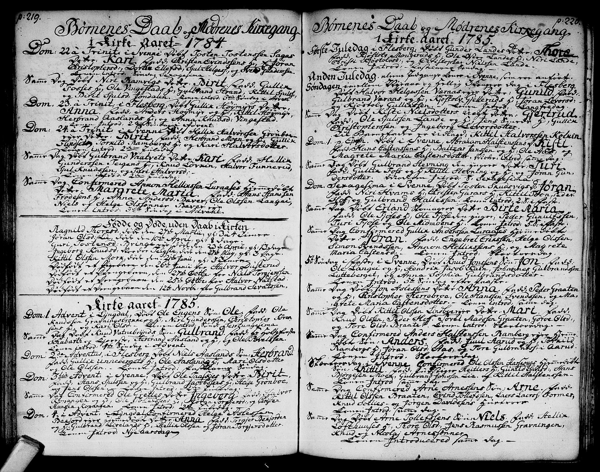 Flesberg kirkebøker, SAKO/A-18/F/Fa/L0003: Parish register (official) no. I 3, 1748-1790, p. 219-220