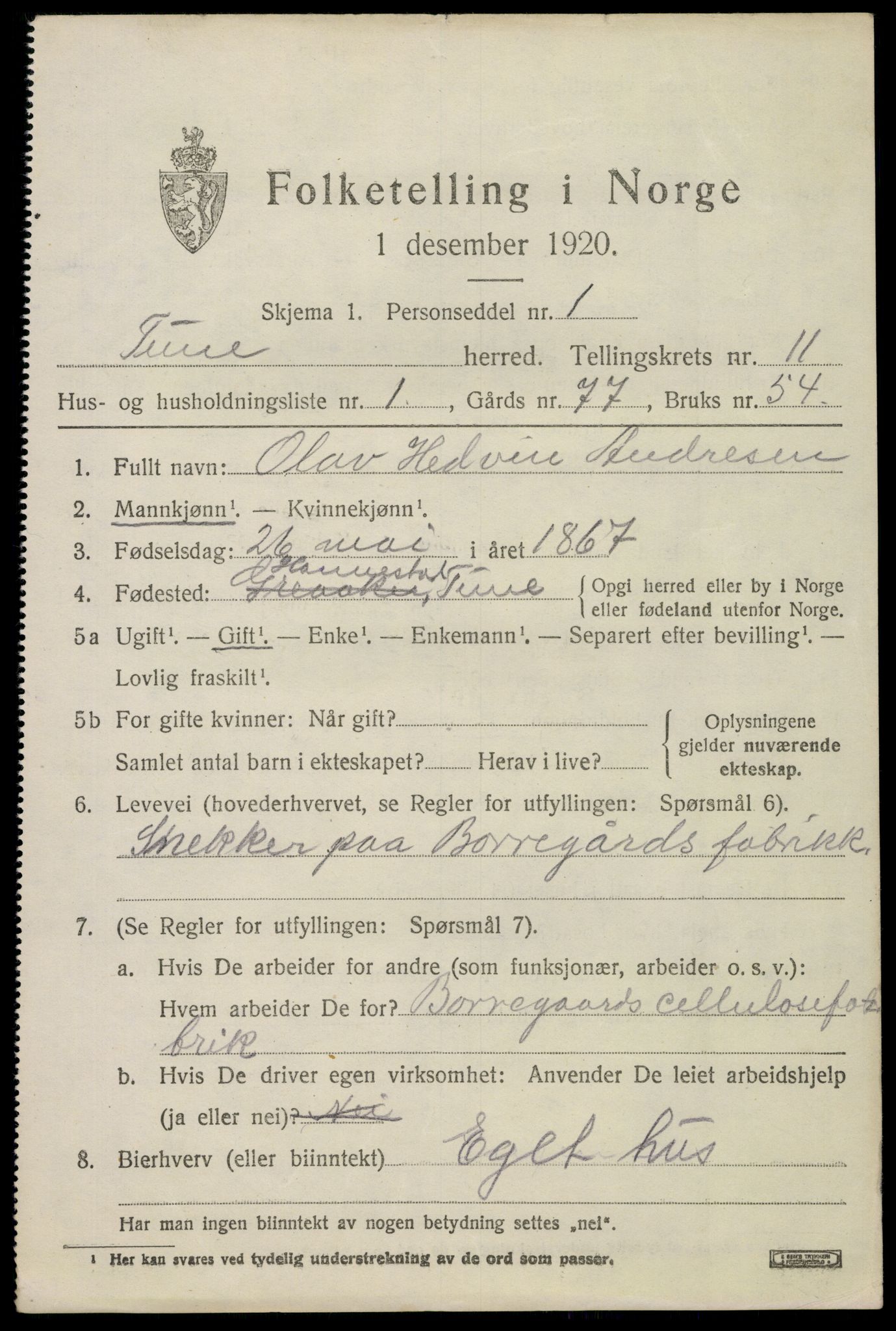 SAO, 1920 census for Tune, 1920, p. 14034