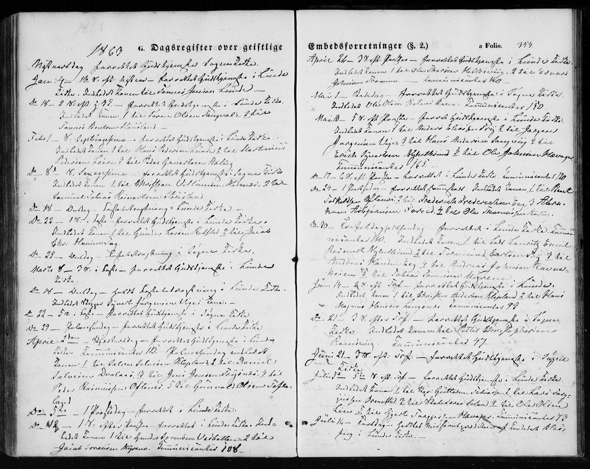 Søgne sokneprestkontor, SAK/1111-0037/F/Fa/Fab/L0010: Parish register (official) no. A 10, 1853-1869, p. 354