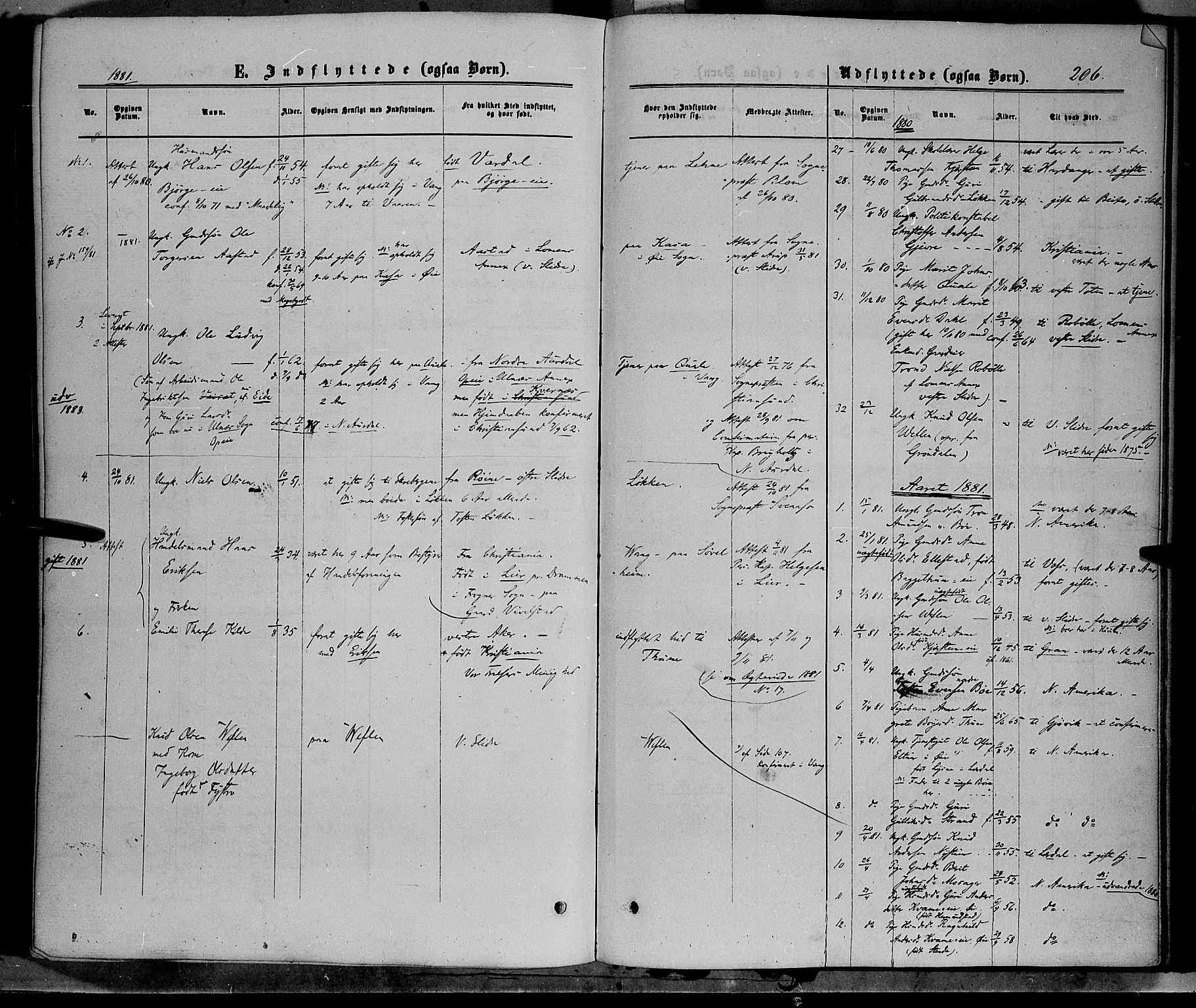 Vang prestekontor, Valdres, AV/SAH-PREST-140/H/Ha/L0007: Parish register (official) no. 7, 1865-1881, p. 206