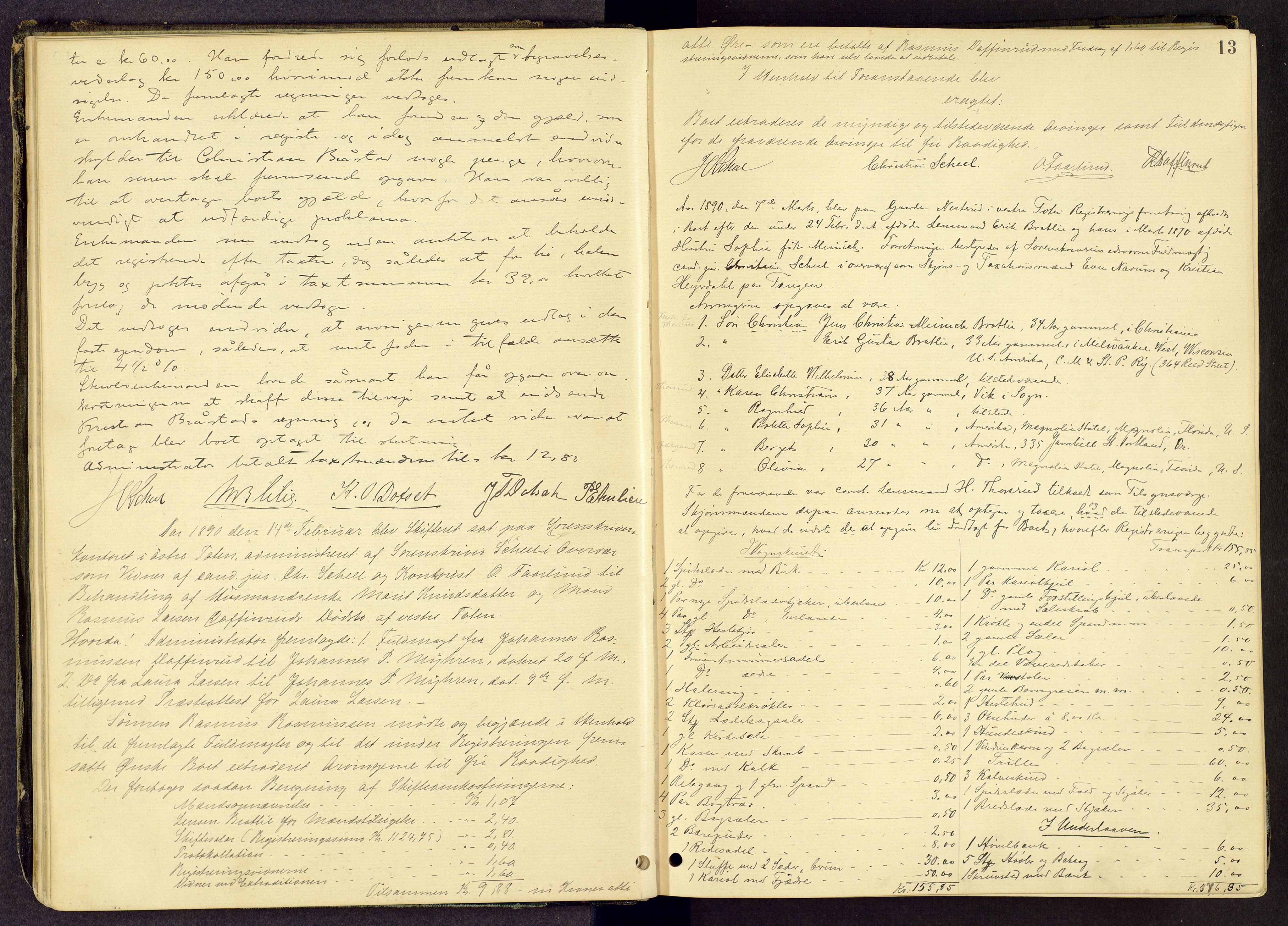 Toten tingrett, AV/SAH-TING-006/J/Jf/L0006: Skifteregistreringsprotokoll - Vestre Toten, 1888-1903, p. 12b-13a