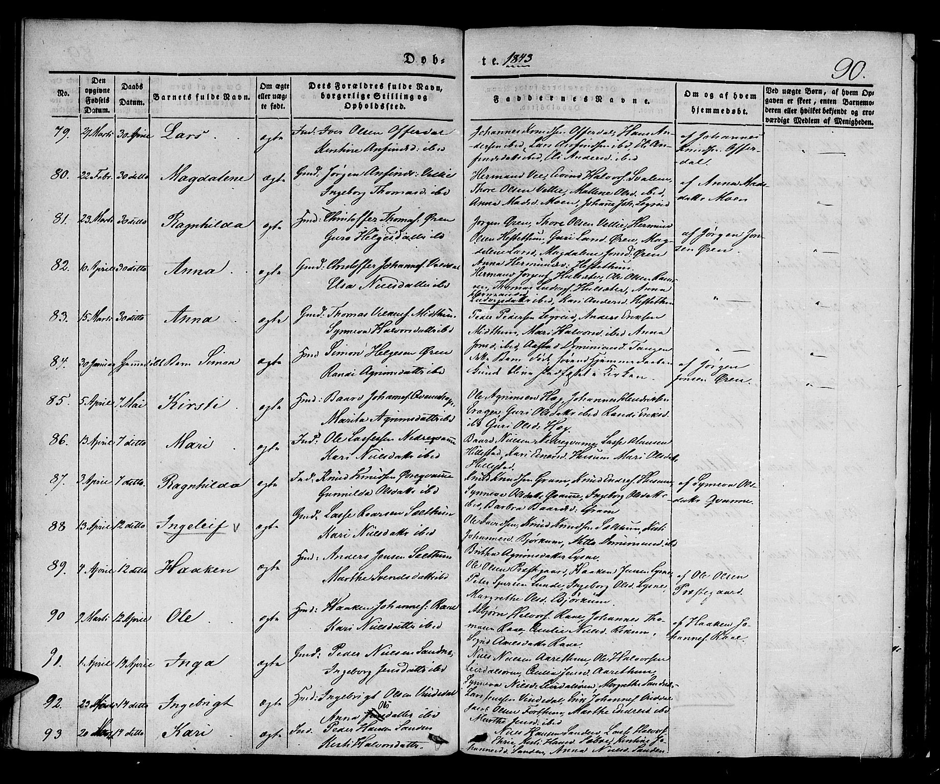 Lærdal sokneprestembete, SAB/A-81201: Parish register (official) no. A 6, 1835-1849, p. 90