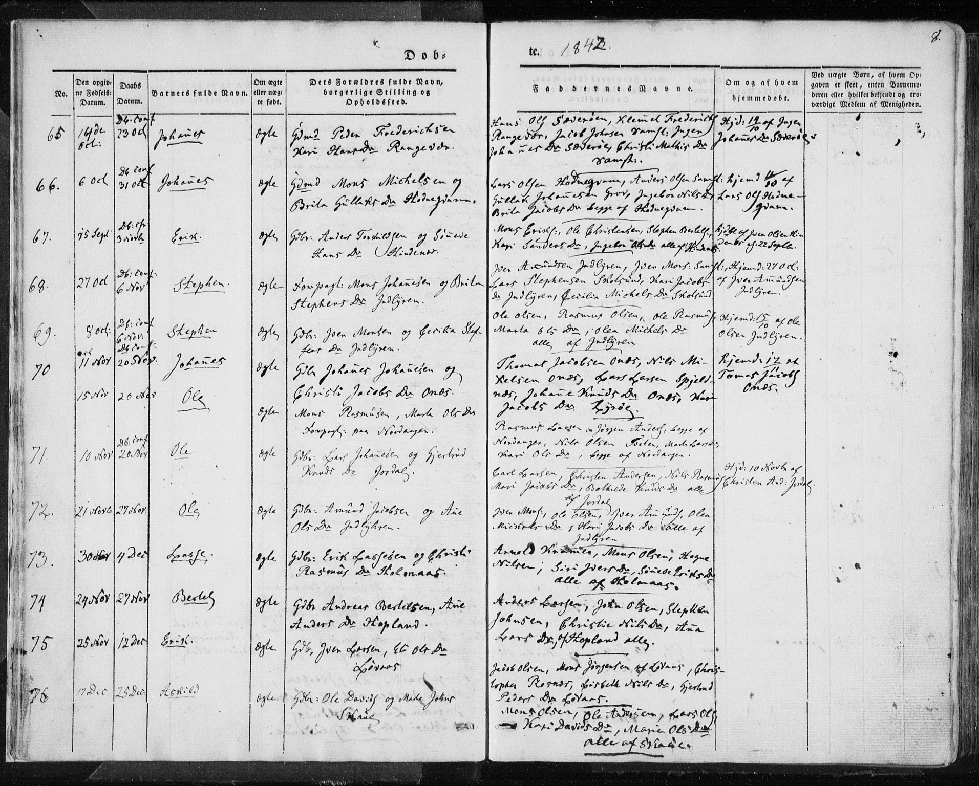 Lindås Sokneprestembete, AV/SAB-A-76701/H/Haa/Haaa/L0010: Parish register (official) no. A 10, 1842-1862, p. 8