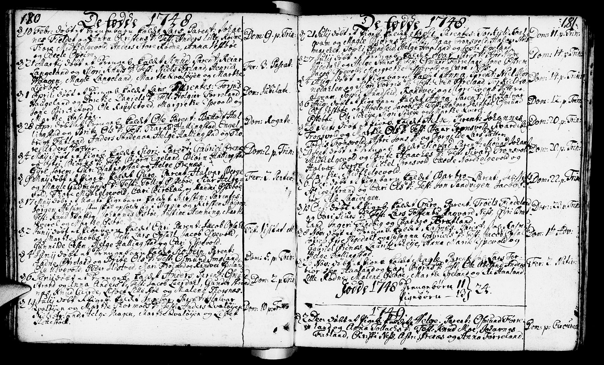 Vikedal sokneprestkontor, AV/SAST-A-101840/01/IV: Parish register (official) no. A 1, 1737-1778, p. 180-181