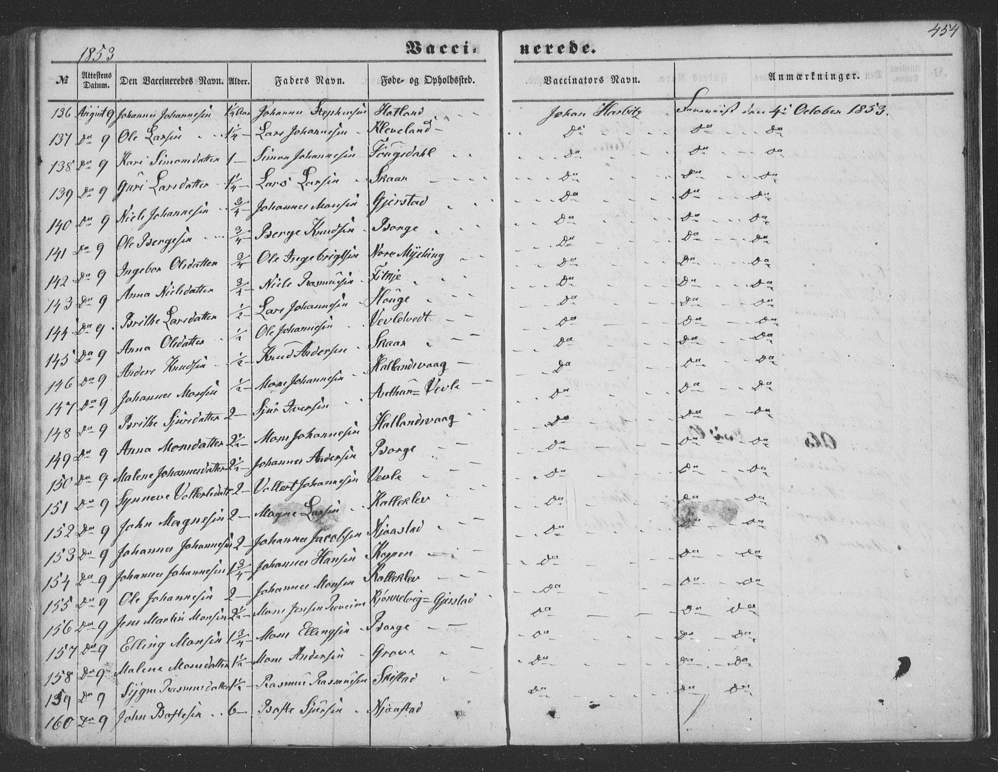 Haus sokneprestembete, SAB/A-75601/H/Haa: Parish register (official) no. A 16 II, 1848-1857, p. 454
