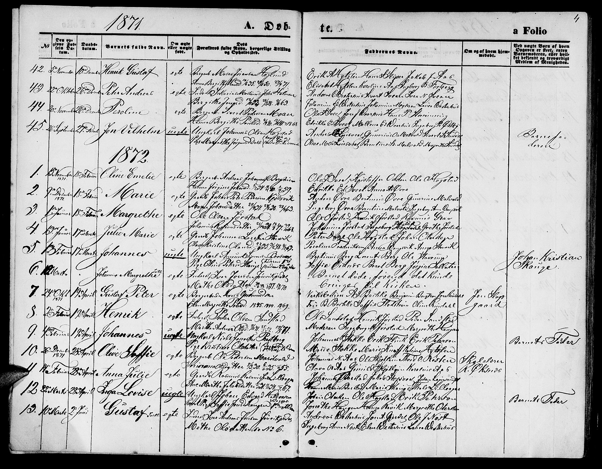 Ministerialprotokoller, klokkerbøker og fødselsregistre - Nord-Trøndelag, SAT/A-1458/722/L0225: Parish register (copy) no. 722C01, 1871-1888, p. 4