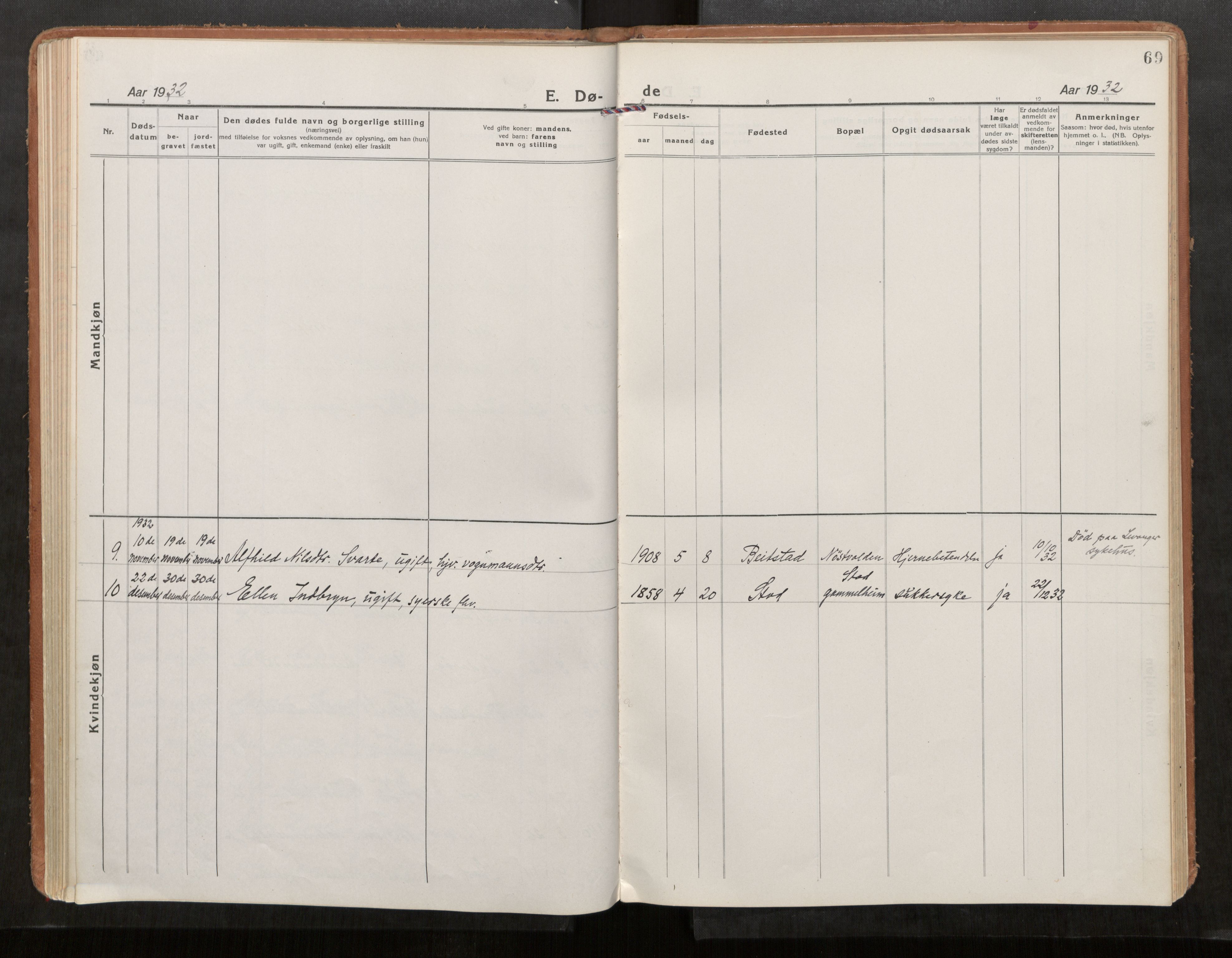 Stod sokneprestkontor, AV/SAT-A-1164/1/I/I1/I1a/L0005: Parish register (official) no. 5, 1923-1932, p. 69