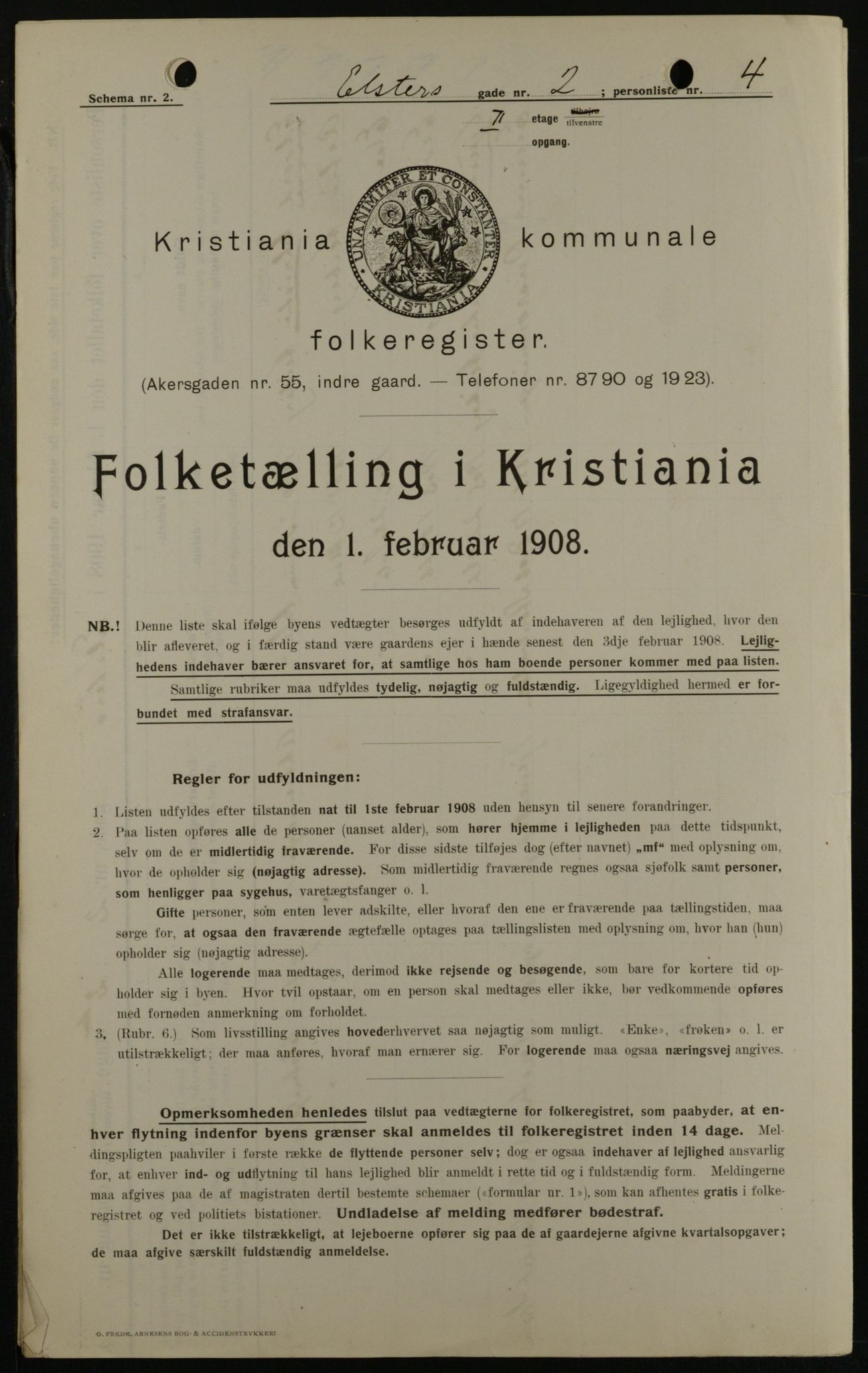 OBA, Municipal Census 1908 for Kristiania, 1908, p. 19014