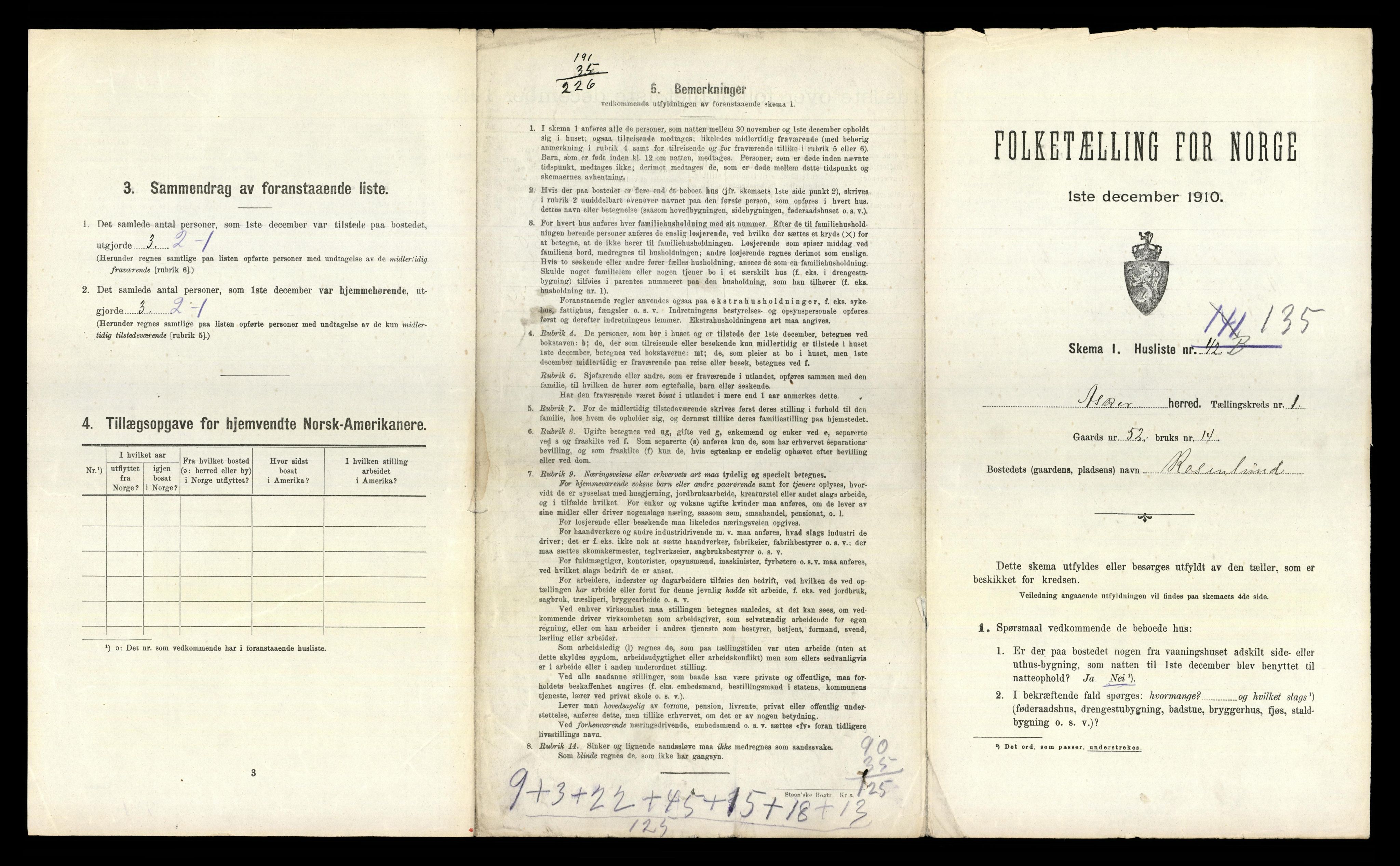 RA, 1910 census for Asker, 1910, p. 332