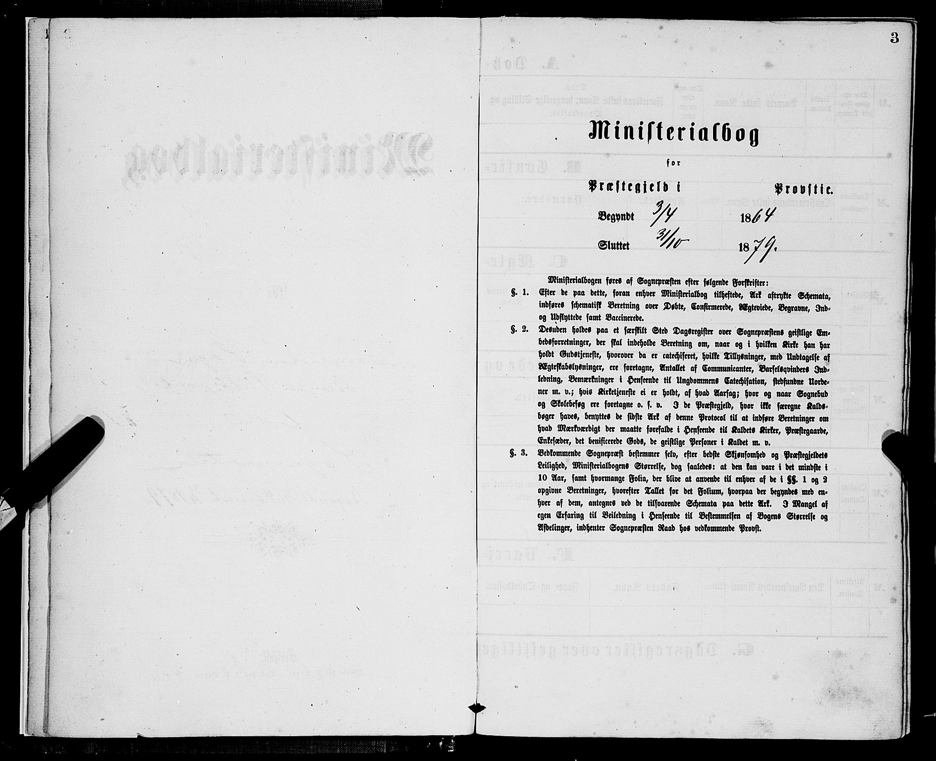 Domkirken sokneprestembete, SAB/A-74801/H/Haa/L0029: Parish register (official) no. C 4, 1864-1879, p. 3