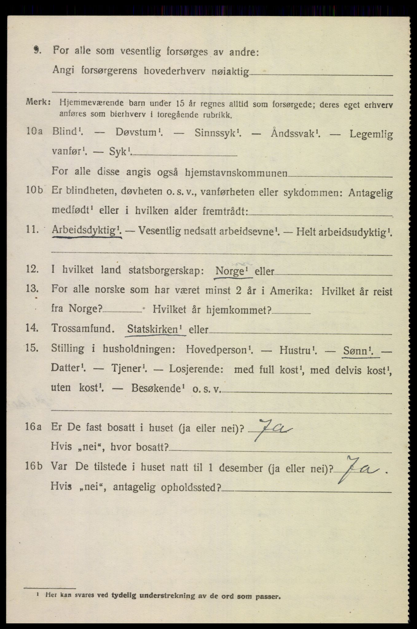 SAK, 1920 census for Grindheim, 1920, p. 1596