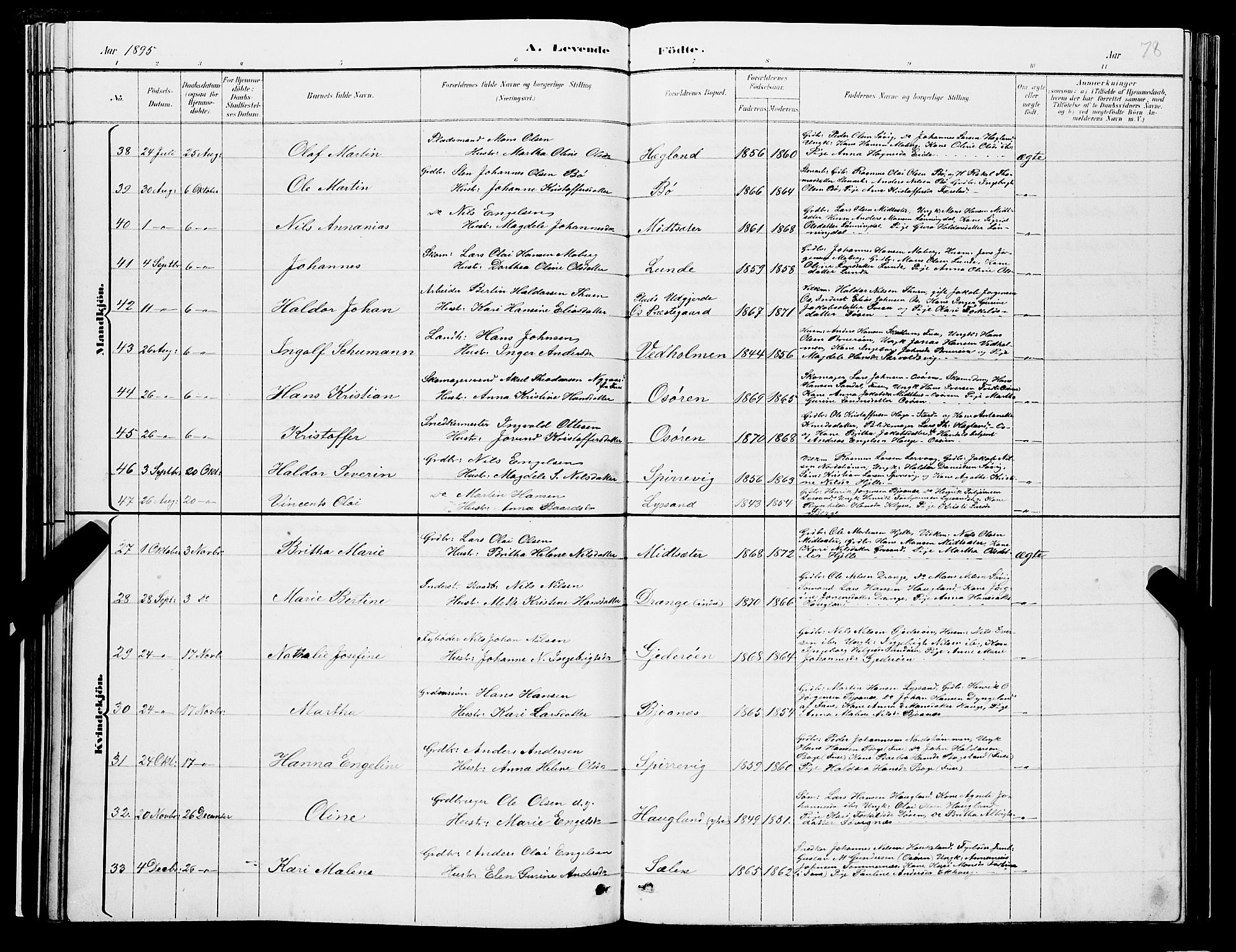 Os sokneprestembete, AV/SAB-A-99929: Parish register (copy) no. A 2, 1880-1896, p. 78