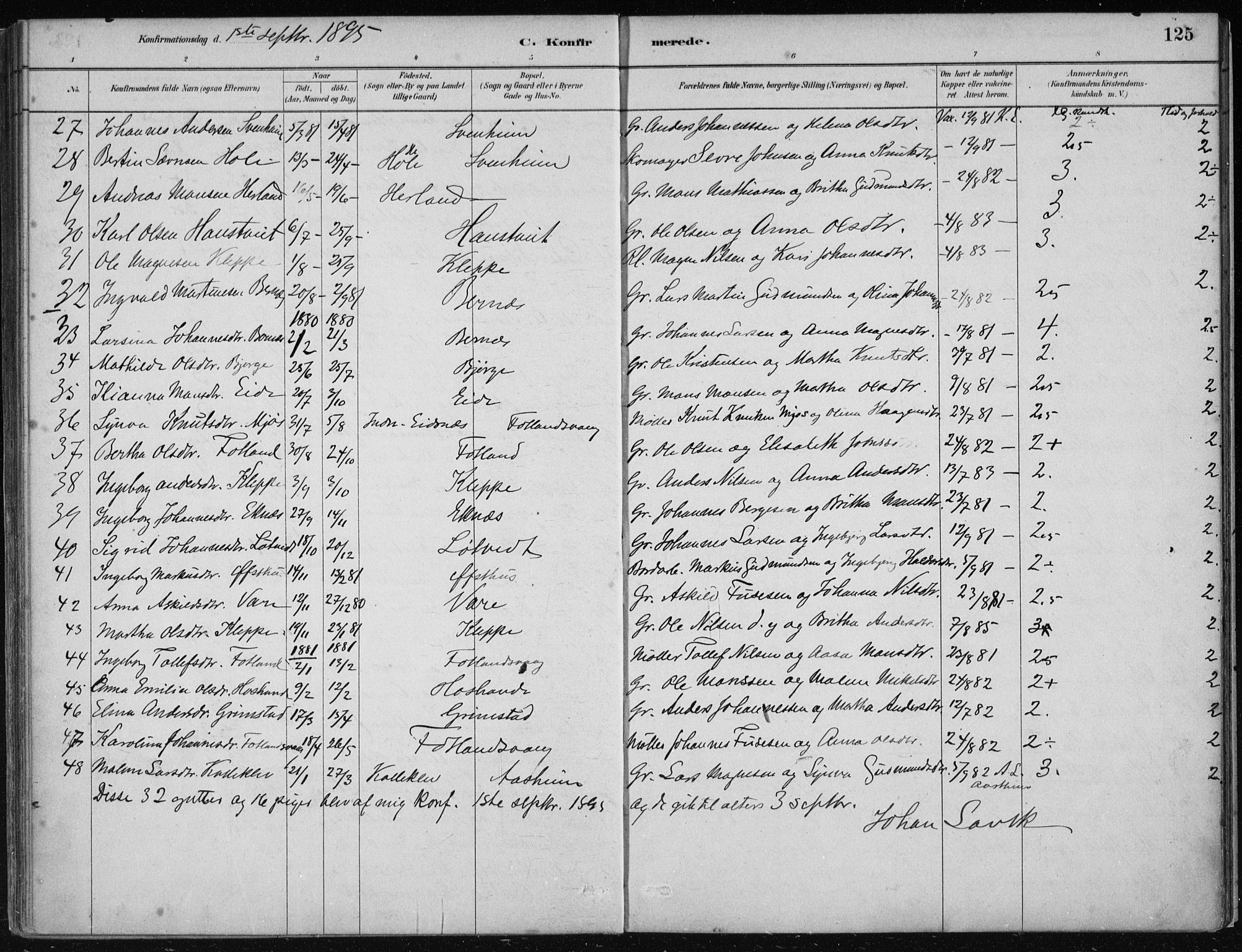 Hosanger sokneprestembete, AV/SAB-A-75801/H/Haa: Parish register (official) no. B  1, 1880-1896, p. 125