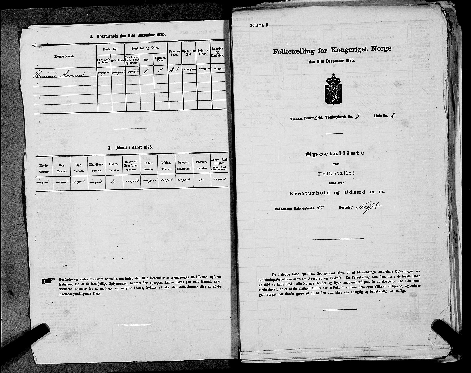 SAST, 1875 census for 1146P Tysvær, 1875, p. 269