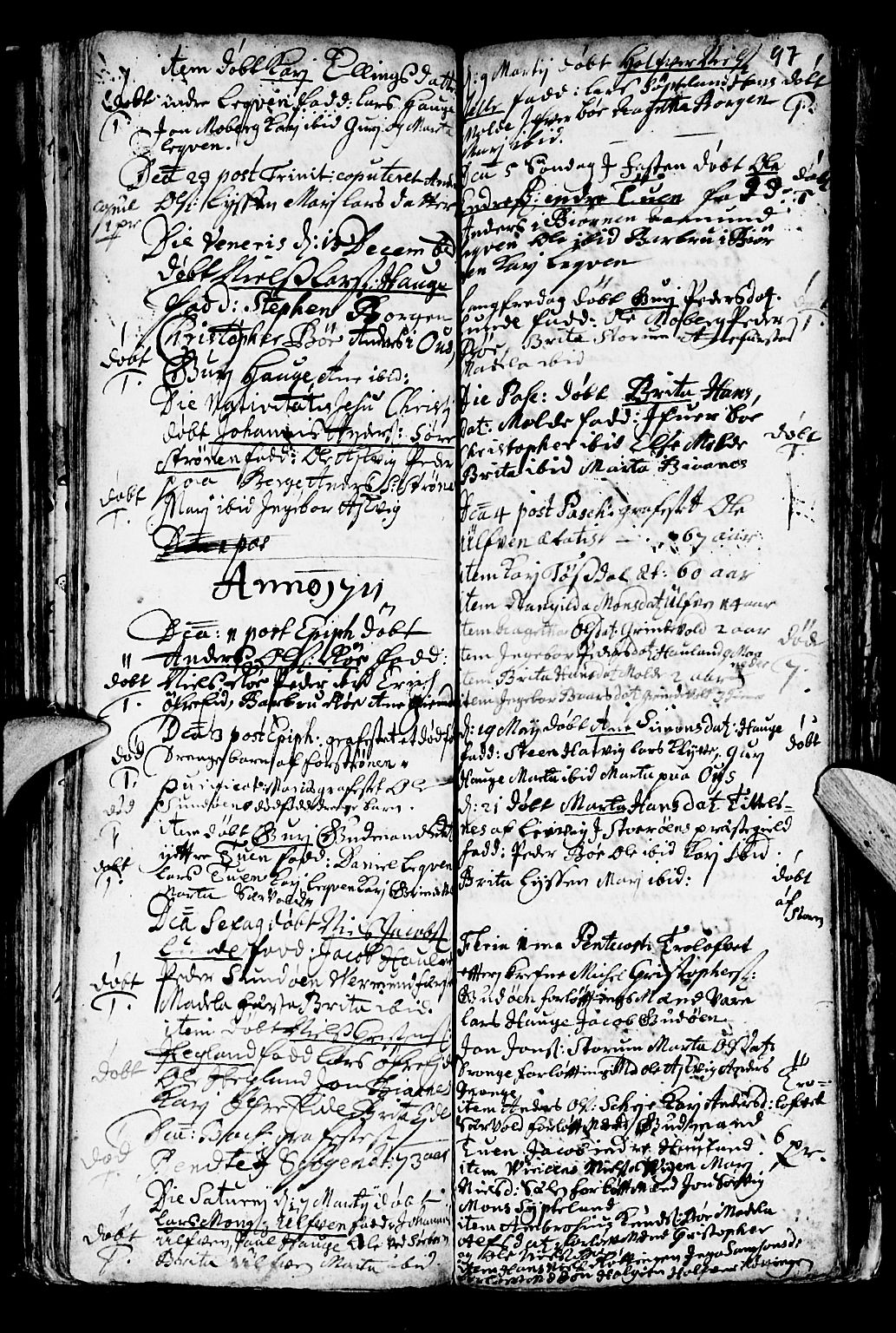 Os sokneprestembete, SAB/A-99929: Parish register (official) no. A 1, 1669-1722, p. 97