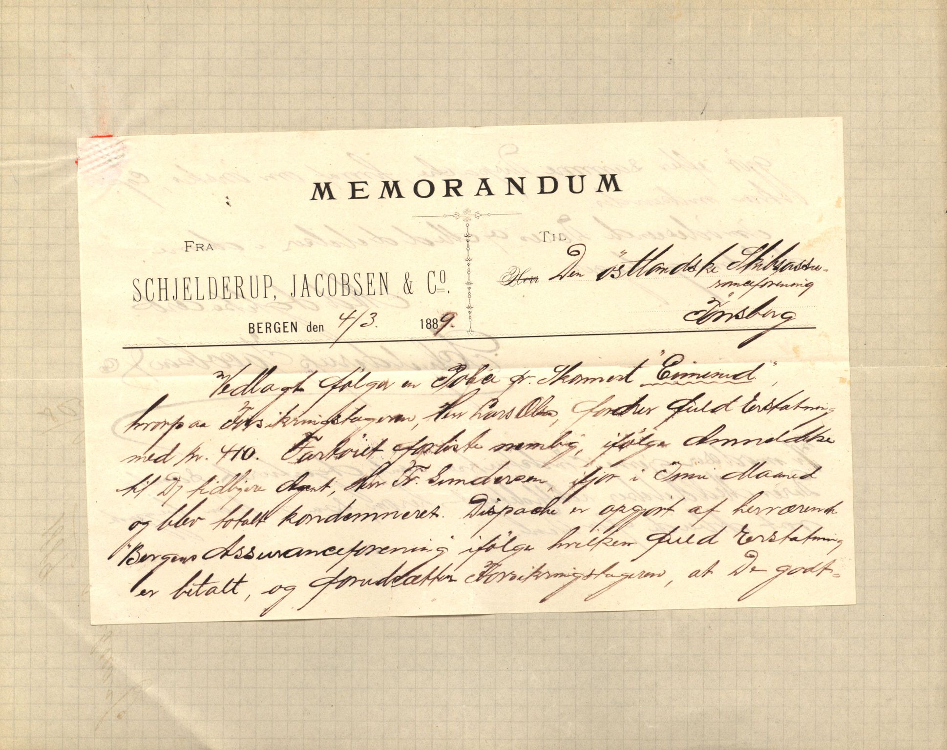 Pa 63 - Østlandske skibsassuranceforening, VEMU/A-1079/G/Ga/L0023/0004: Havaridokumenter / Petrus, Eimund, Eidsvold, Electra, Eliezer, Elise, 1888, p. 8