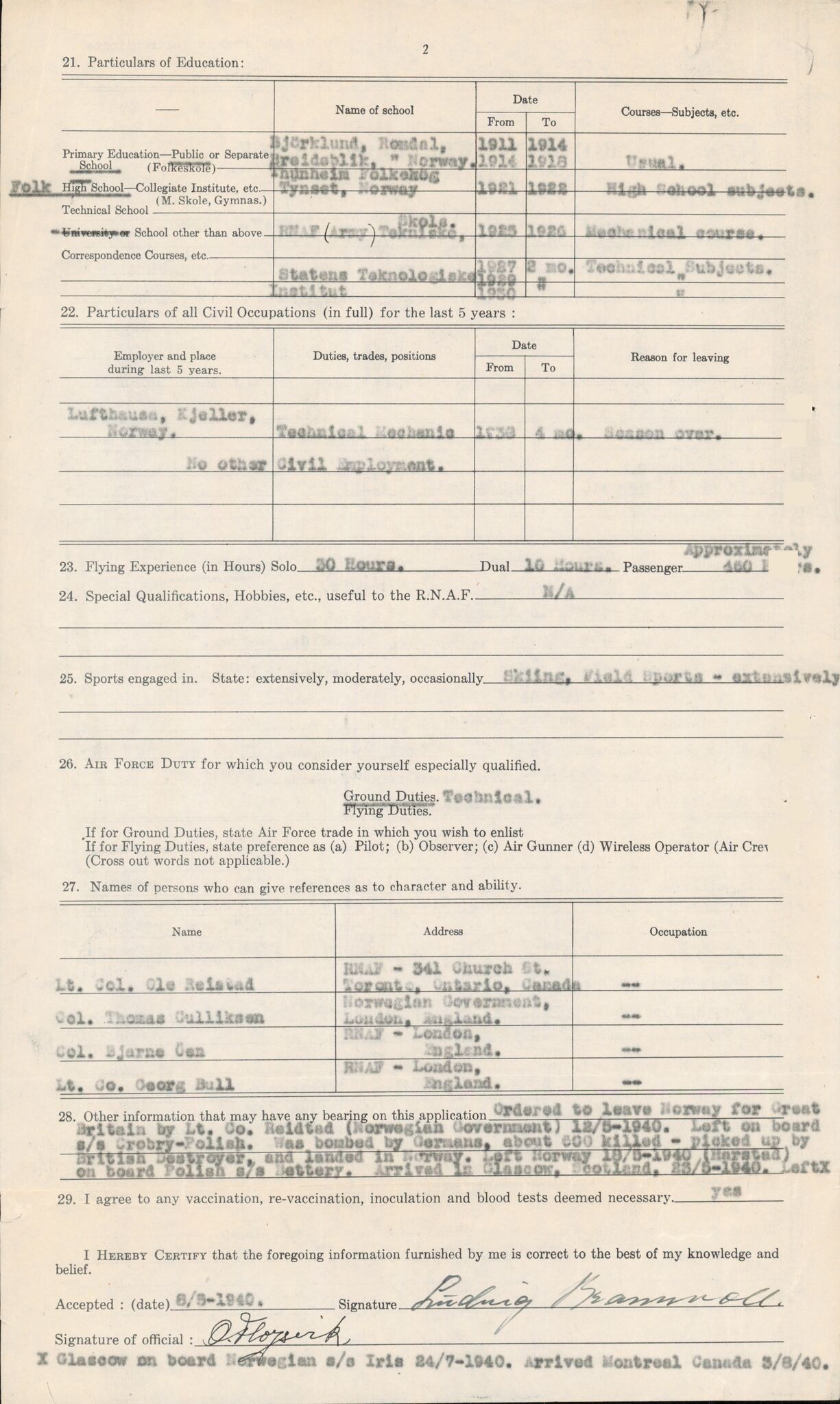 Forsvaret, Forsvarets overkommando/Luftforsvarsstaben, AV/RA-RAFA-4079/P/Pa/L0011: Personellpapirer, 1904, p. 69