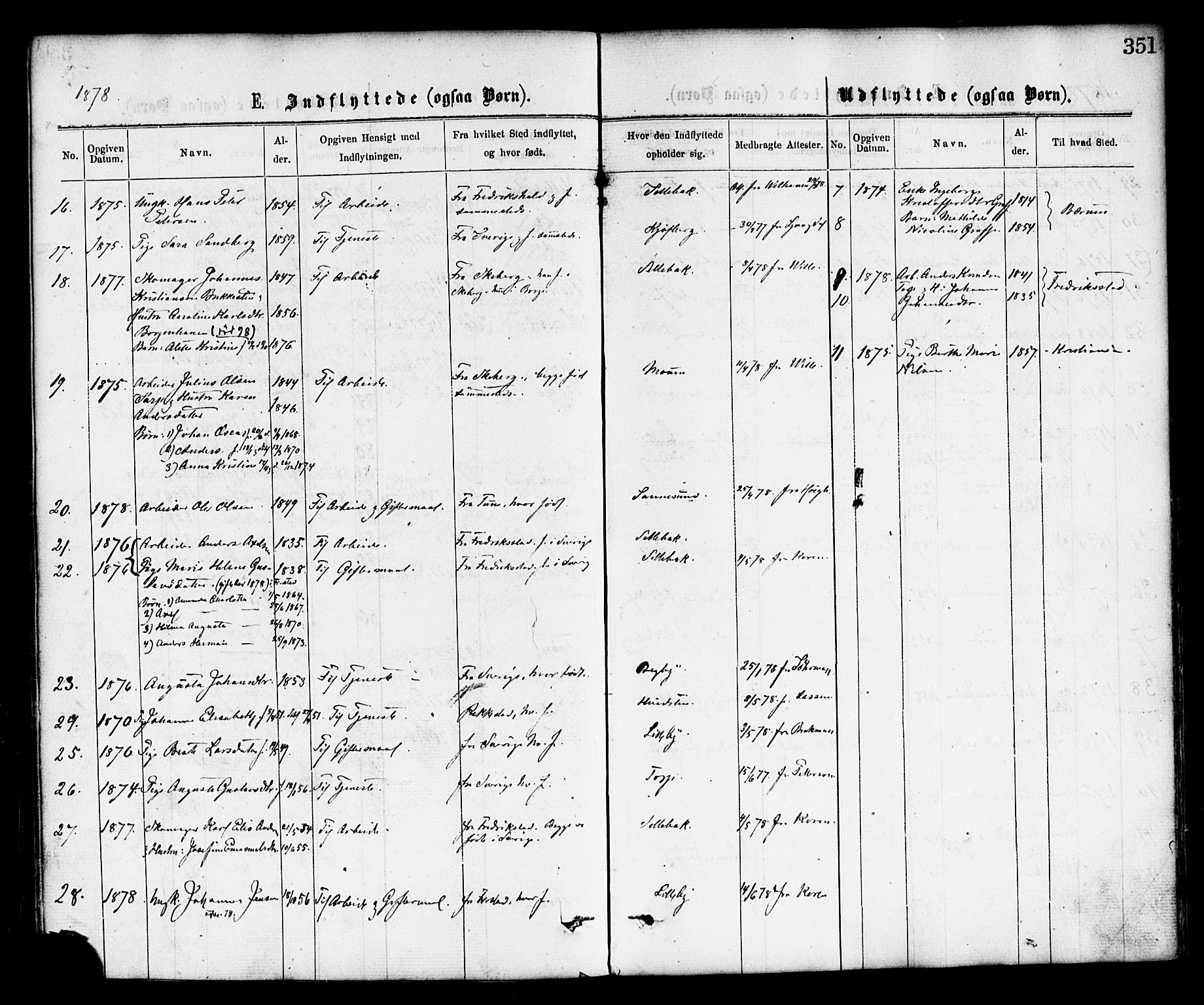 Borge prestekontor Kirkebøker, SAO/A-10903/F/Fa/L0007: Parish register (official) no. I 7, 1875-1886, p. 351