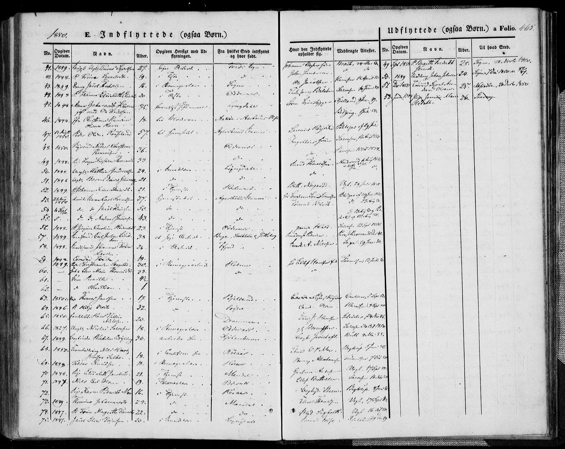 Kristiansand domprosti, AV/SAK-1112-0006/F/Fa/L0013: Parish register (official) no. A 13, 1842-1851, p. 465