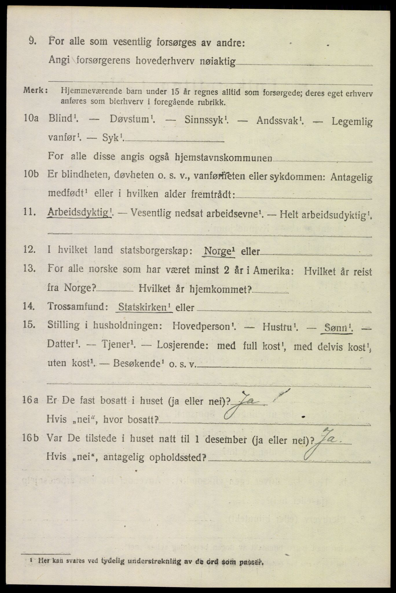 SAH, 1920 census for Vestre Slidre, 1920, p. 5387