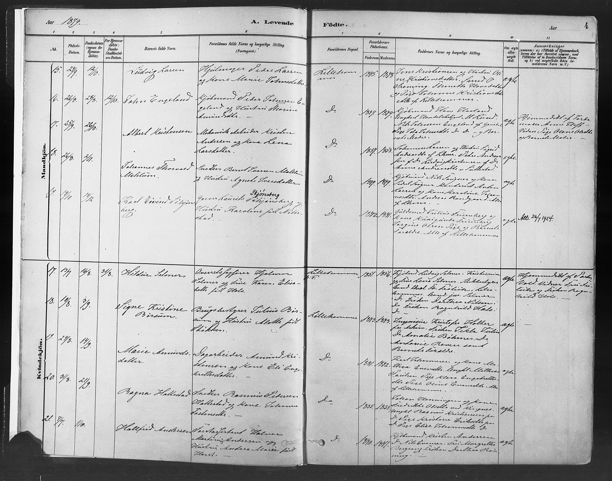 Fåberg prestekontor, SAH/PREST-086/H/Ha/Haa/L0010: Parish register (official) no. 10, 1879-1900, p. 4