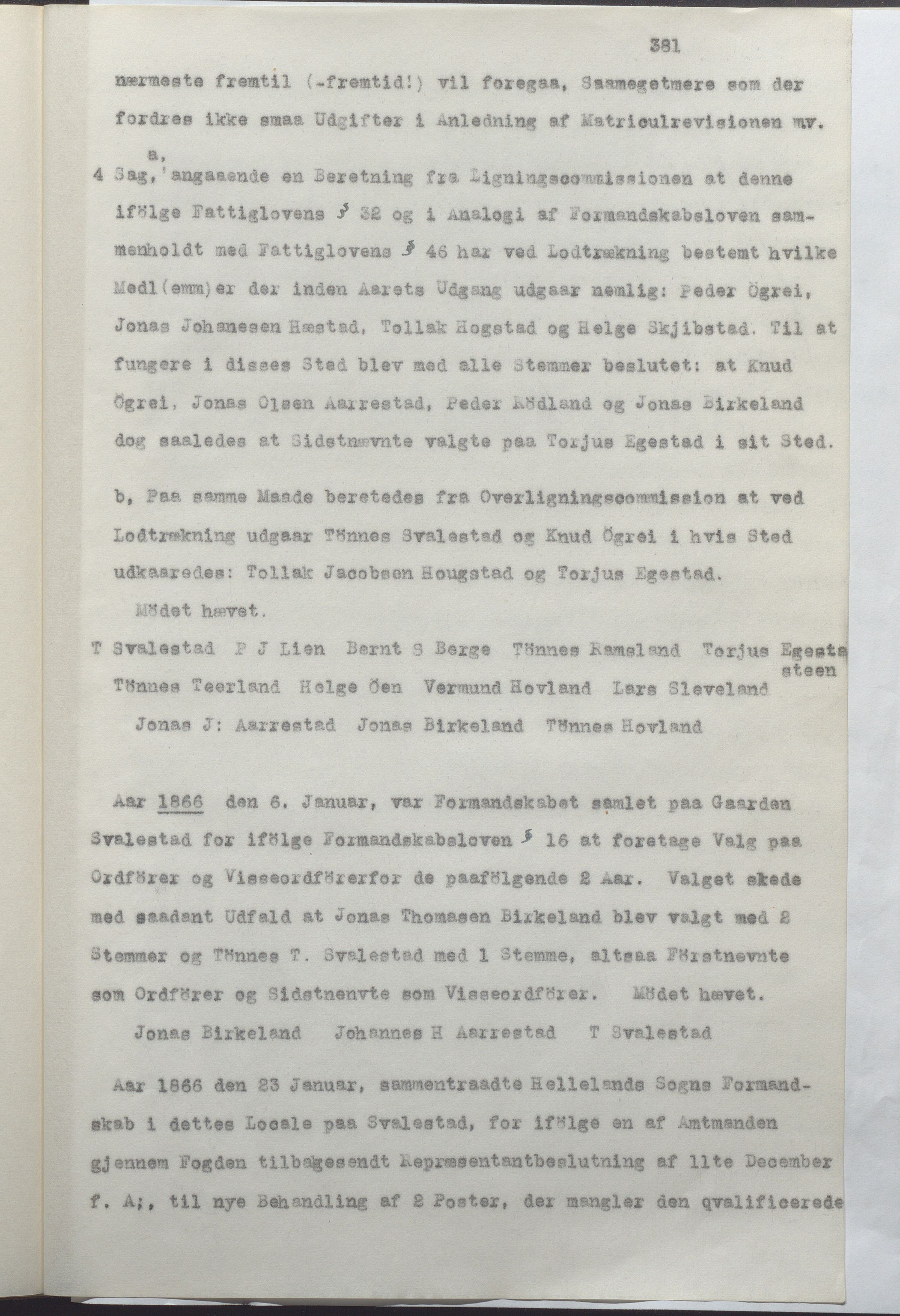 Helleland kommune - Formannskapet, IKAR/K-100479/A/Ab/L0001: Avskrift av møtebok, 1837-1866, p. 381