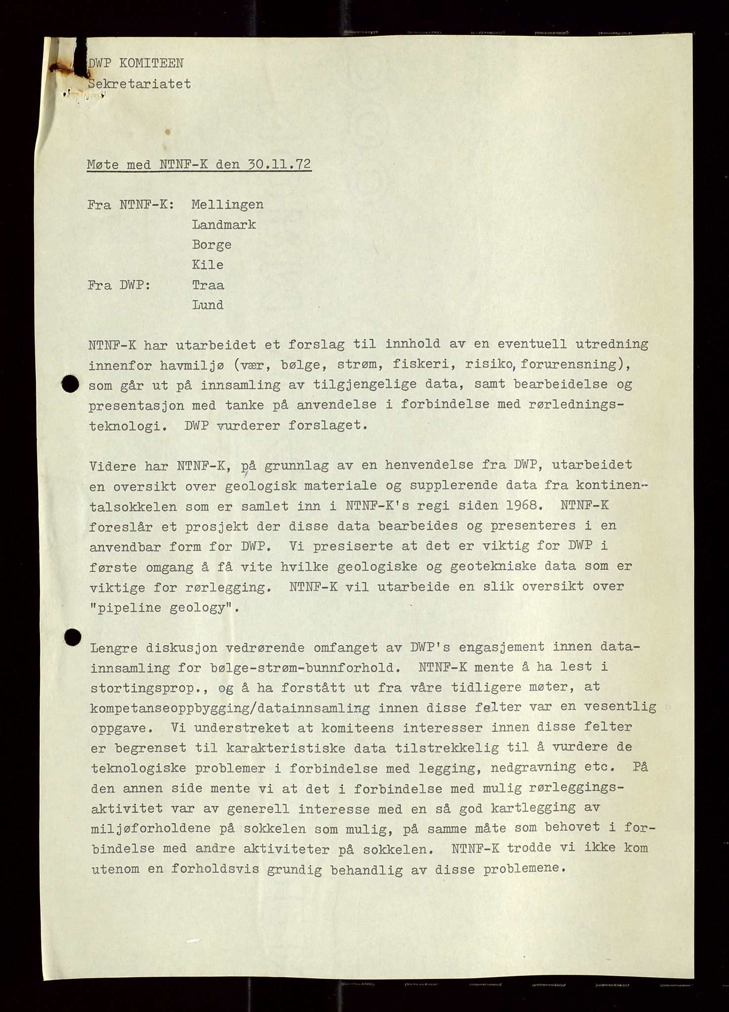 Industridepartementet, Oljekontoret, AV/SAST-A-101348/Di/L0003: DWP, møtereferater, 1972-1974, p. 148