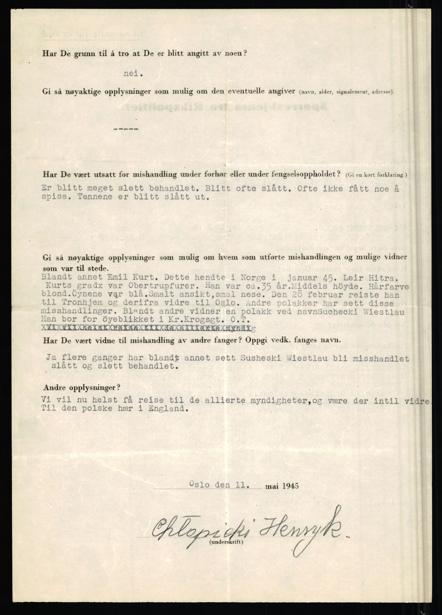 Rikspolitisjefen, AV/RA-S-1560/L/L0019: Utenlandske fanger, 1940-1945, p. 254