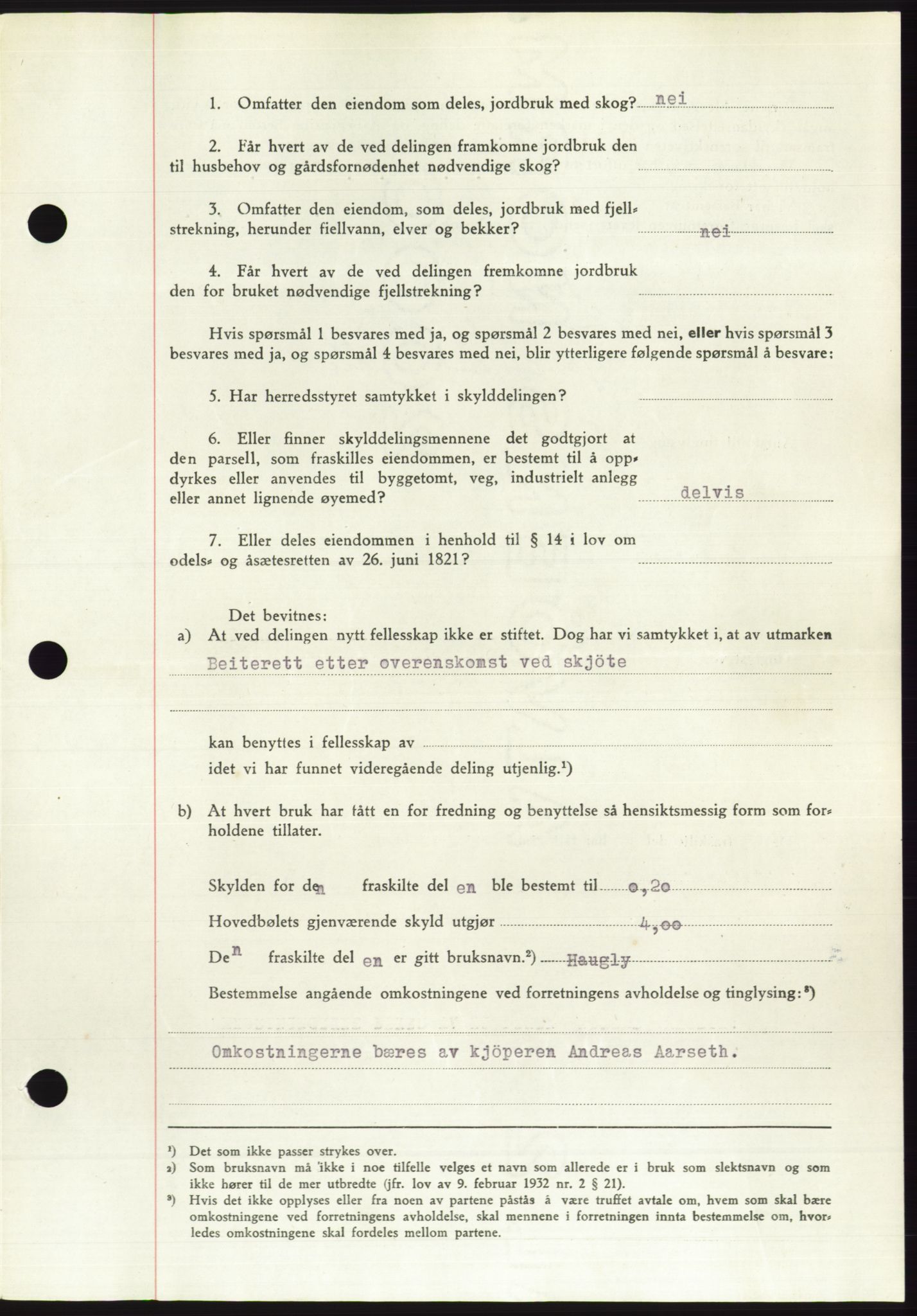 Søre Sunnmøre sorenskriveri, AV/SAT-A-4122/1/2/2C/L0085: Mortgage book no. 11A, 1949-1949, Diary no: : 1876/1949