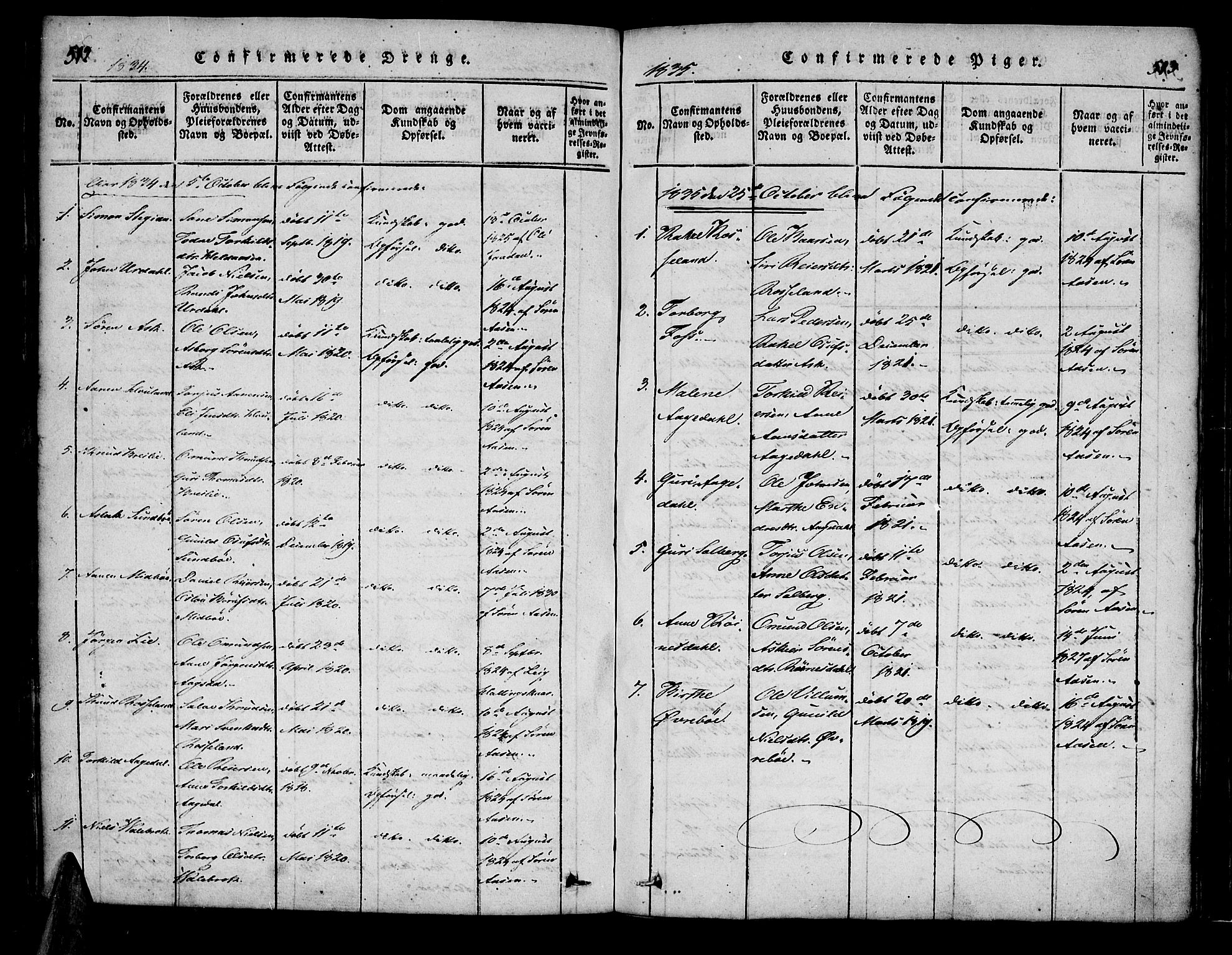 Bjelland sokneprestkontor, SAK/1111-0005/F/Fa/Faa/L0002: Parish register (official) no. A 2, 1816-1866, p. 512-513
