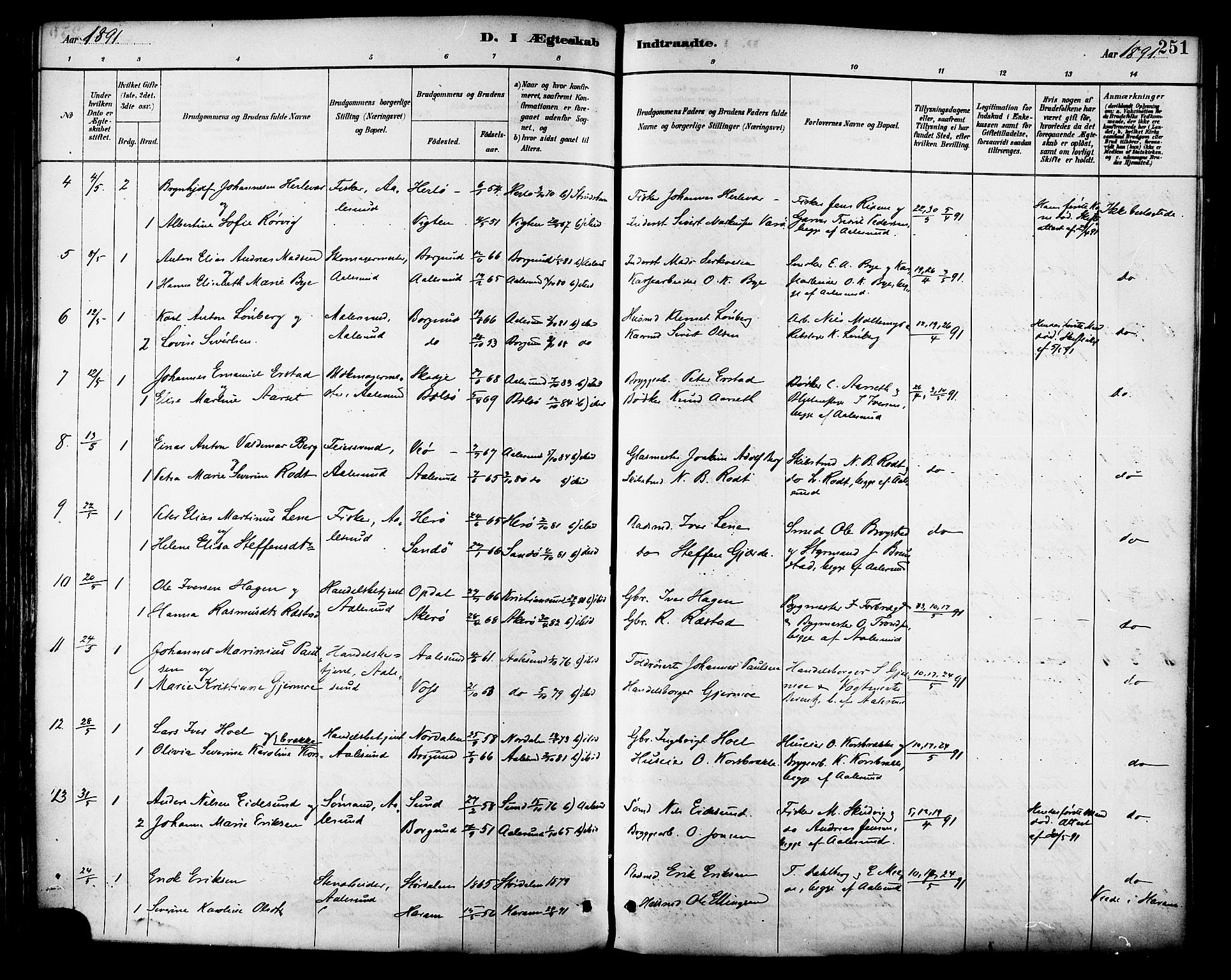 Ministerialprotokoller, klokkerbøker og fødselsregistre - Møre og Romsdal, AV/SAT-A-1454/529/L0455: Parish register (official) no. 529A05, 1885-1893, p. 251