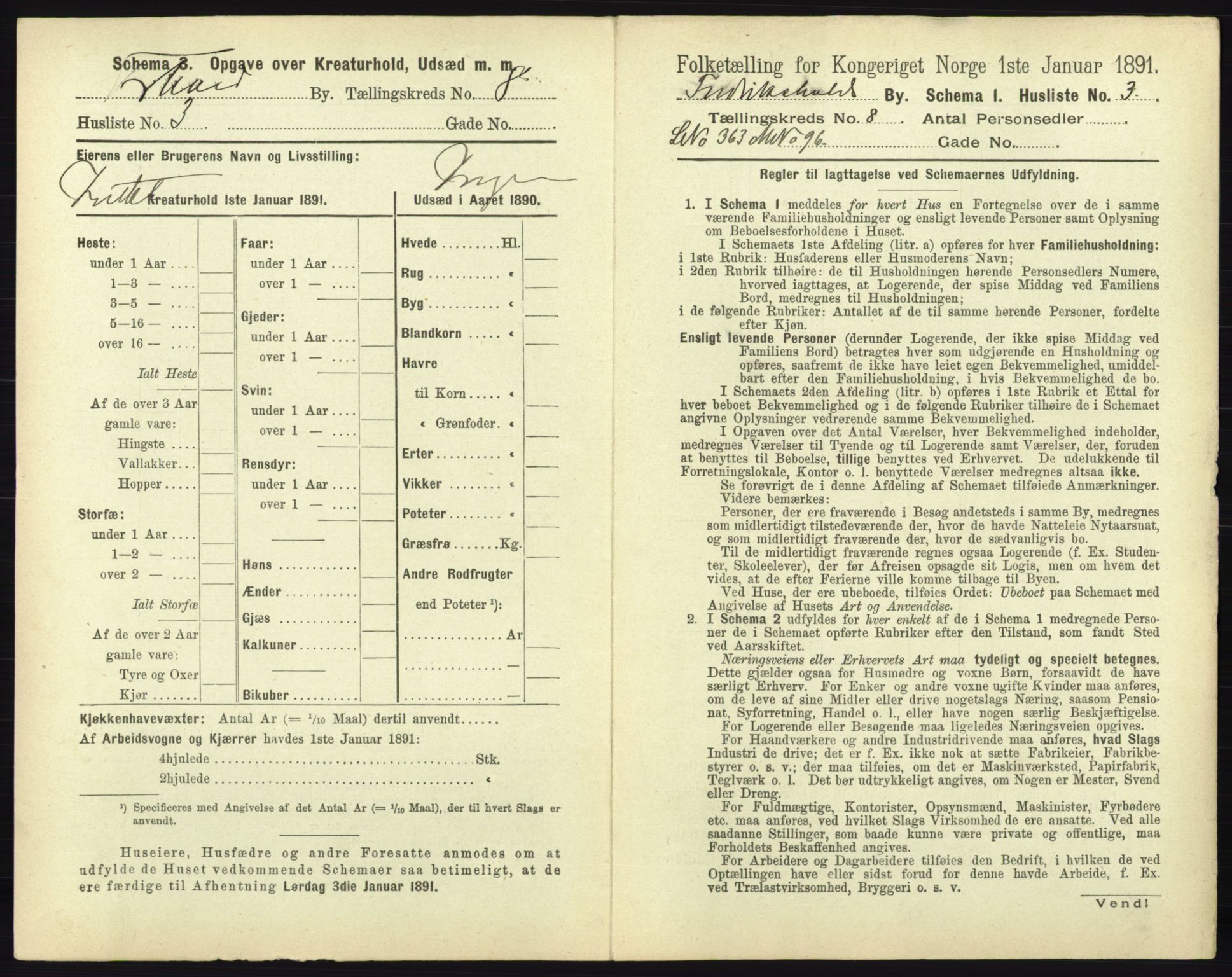 RA, 1891 census for 0101 Fredrikshald, 1891, p. 710