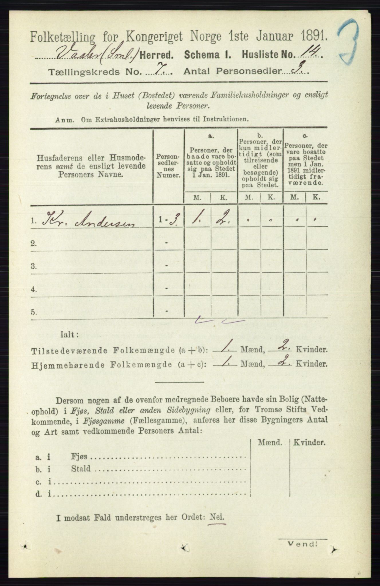 RA, 1891 census for 0137 Våler, 1891, p. 2811