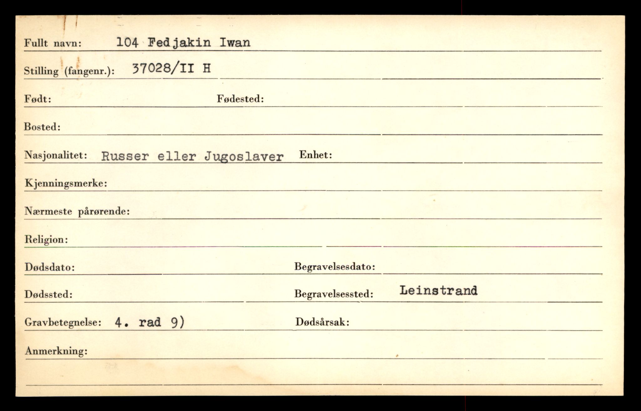 Distriktskontoret for krigsgraver, AV/SAT-A-5030/E/L0005: Kasett/kartotek over falne Britiske og tyske solater, samt andre nasjoners krigsgraver, 1945, p. 581