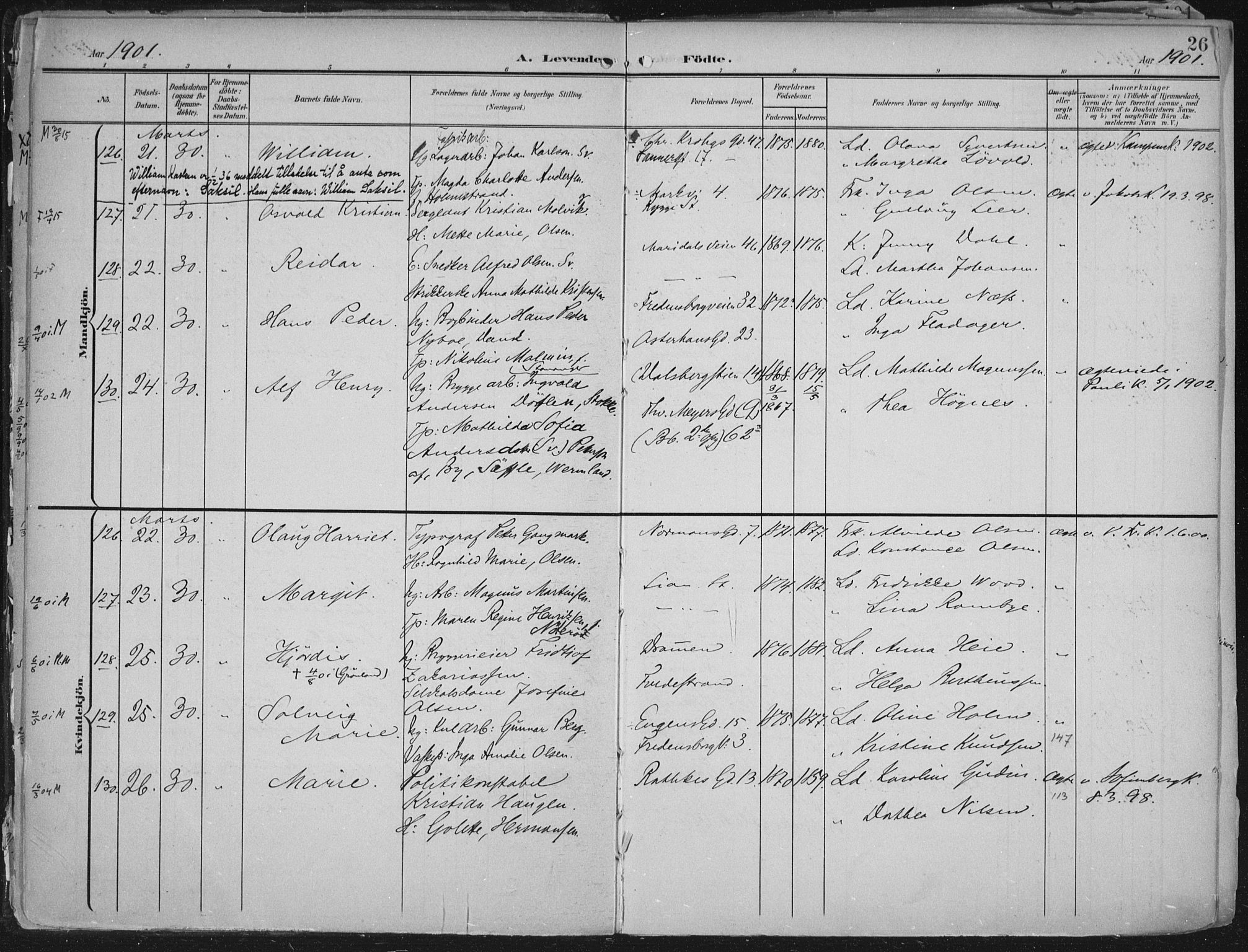 Rikshospitalet prestekontor Kirkebøker, SAO/A-10309b/F/L0012: Parish register (official) no. 12, 1901-1904, p. 26