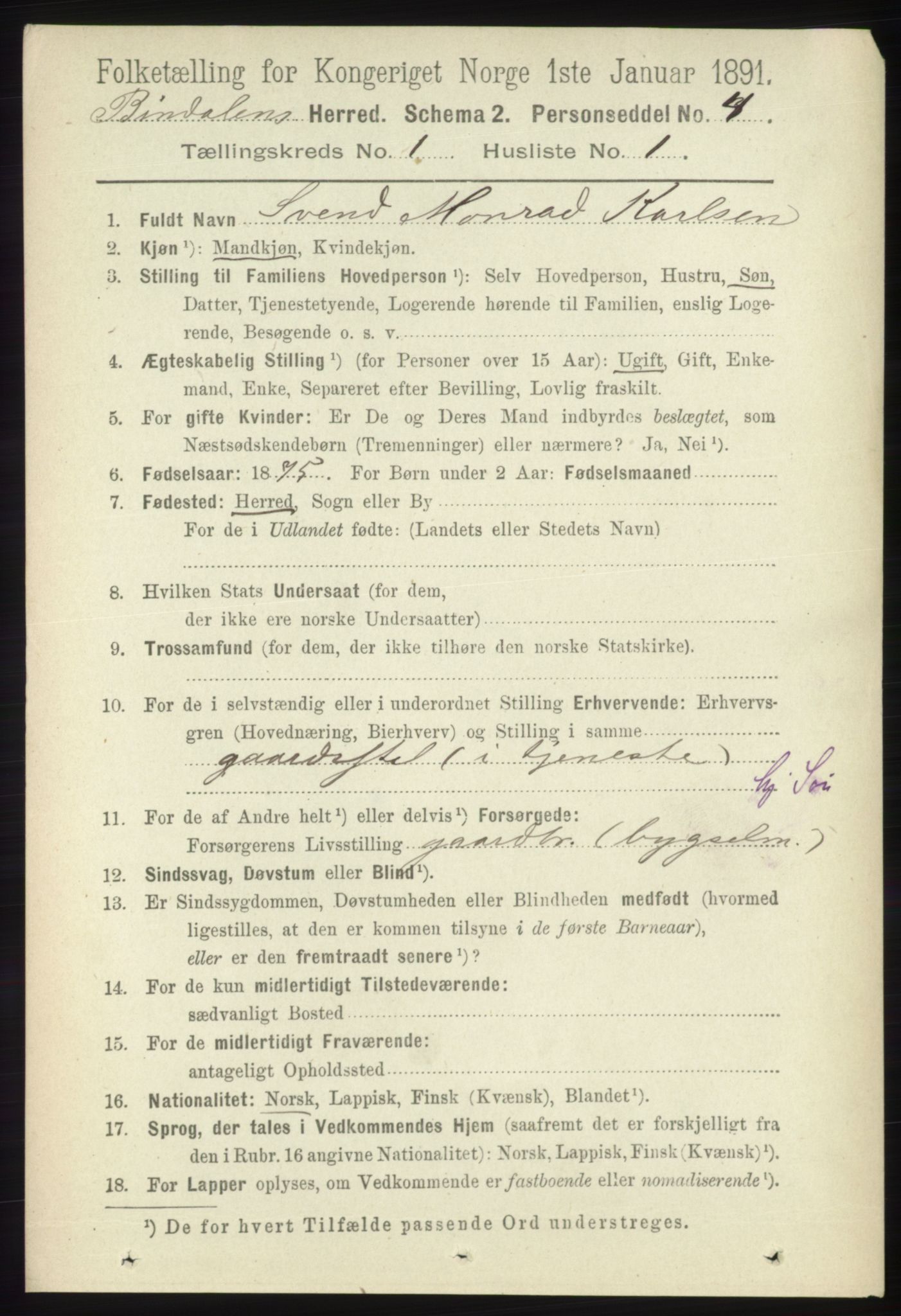 RA, 1891 census for 1811 Bindal, 1891, p. 58