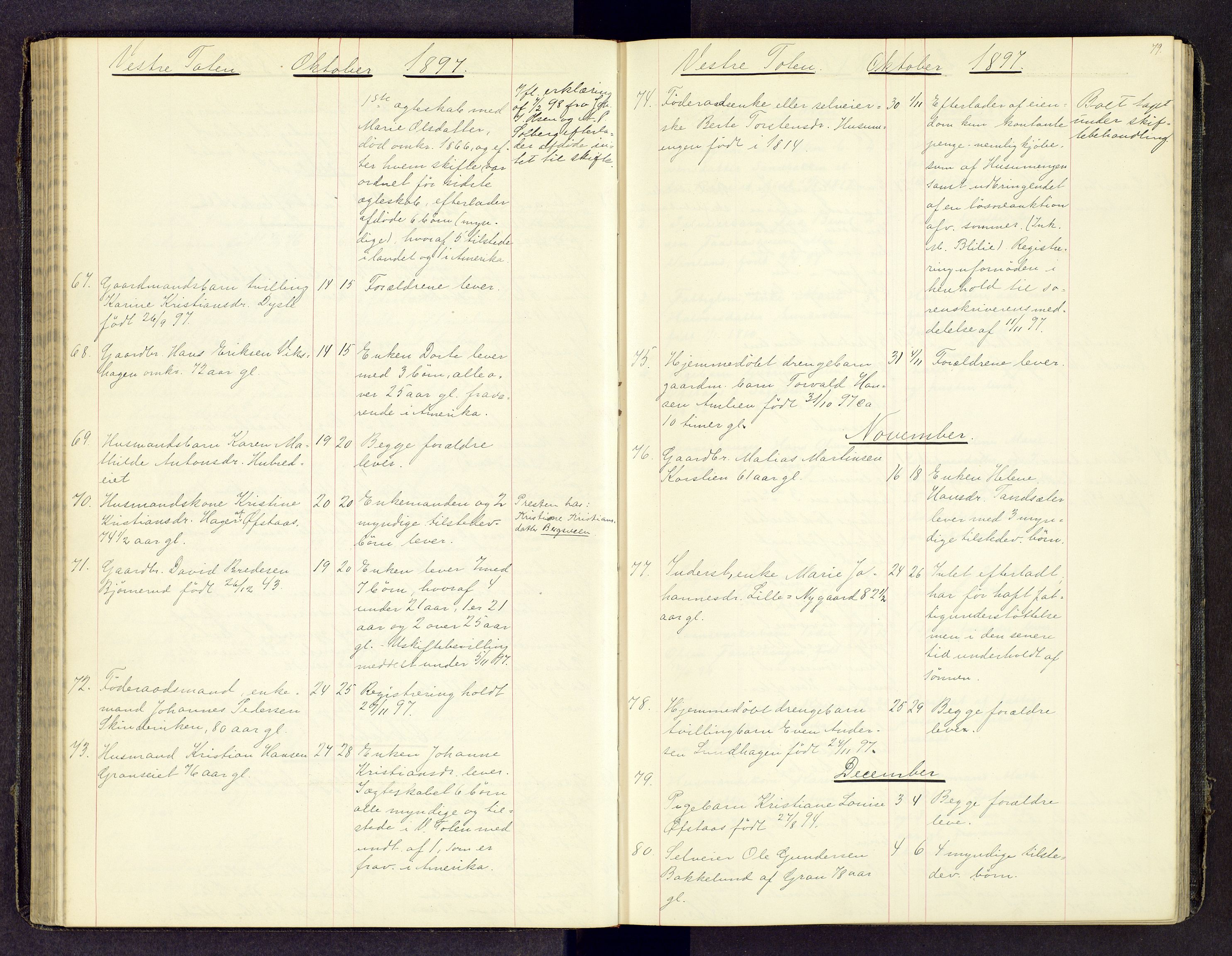 Toten tingrett, AV/SAH-TING-006/J/Jl/L0003: Dødsfallsjournal, 1893-1908, p. 78b-79a