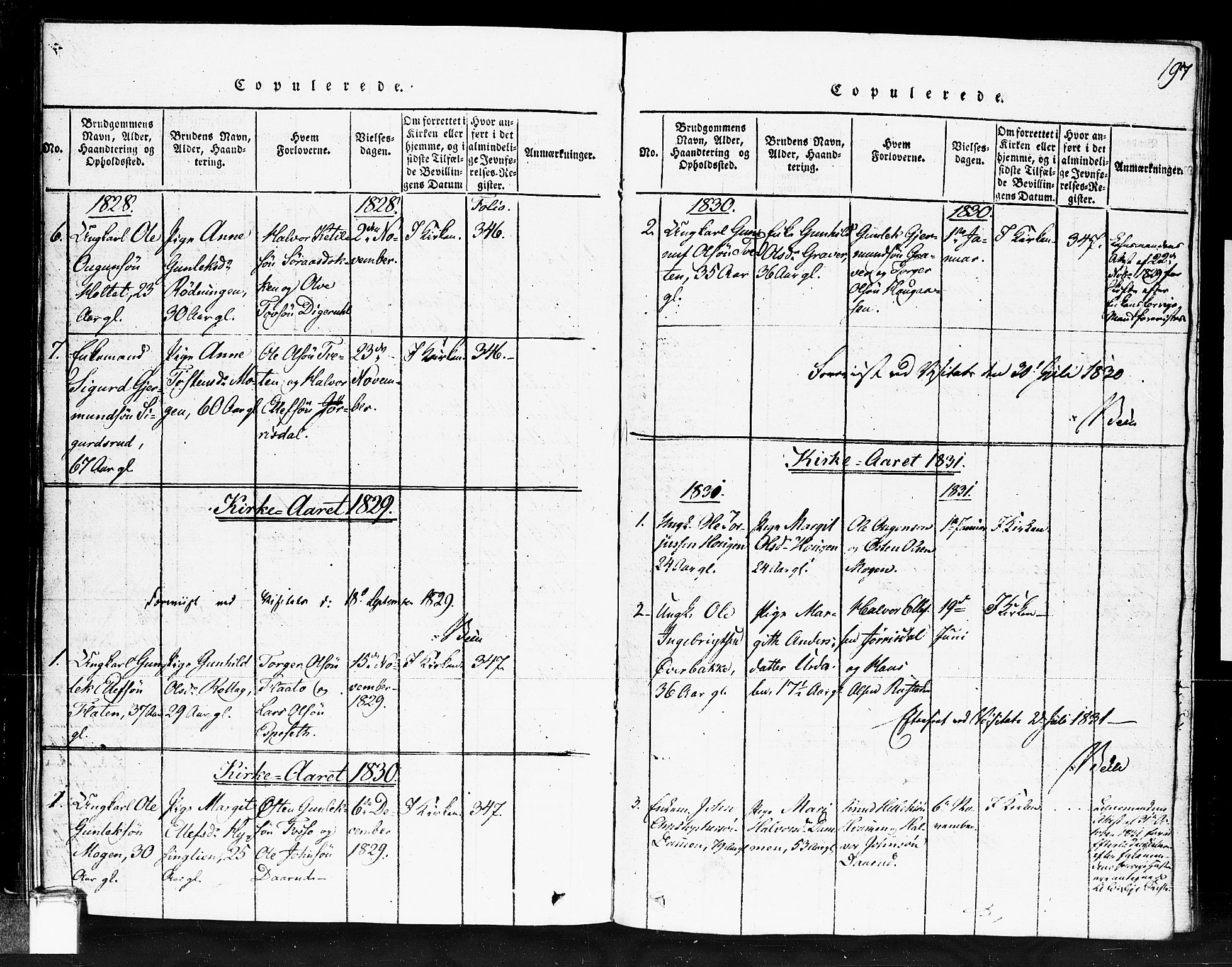 Gransherad kirkebøker, AV/SAKO-A-267/F/Fb/L0002: Parish register (official) no. II 2, 1815-1843, p. 197