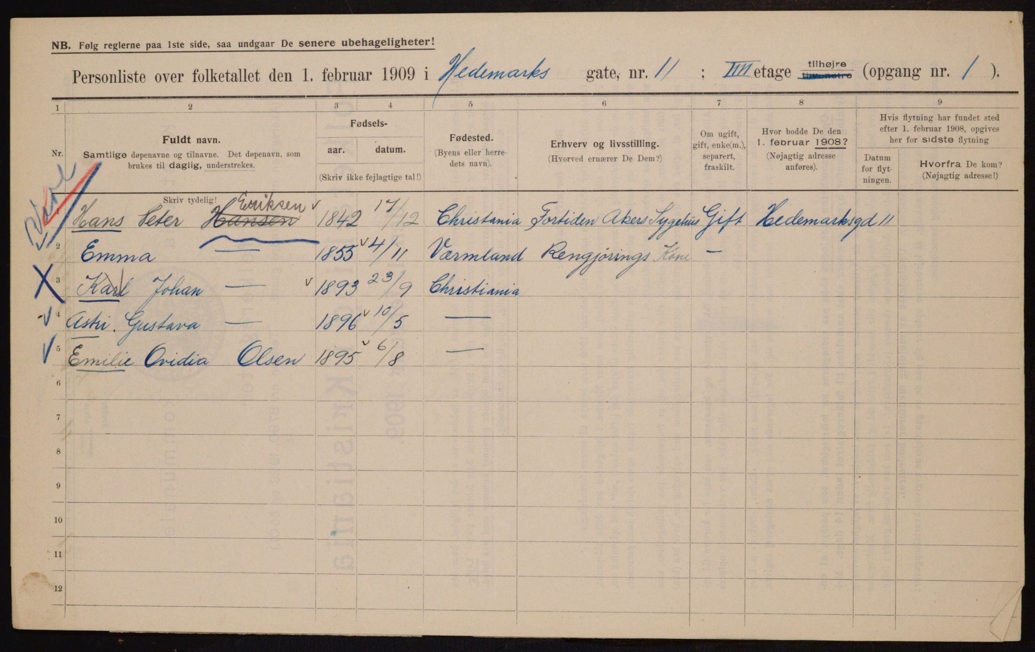 OBA, Municipal Census 1909 for Kristiania, 1909, p. 32553