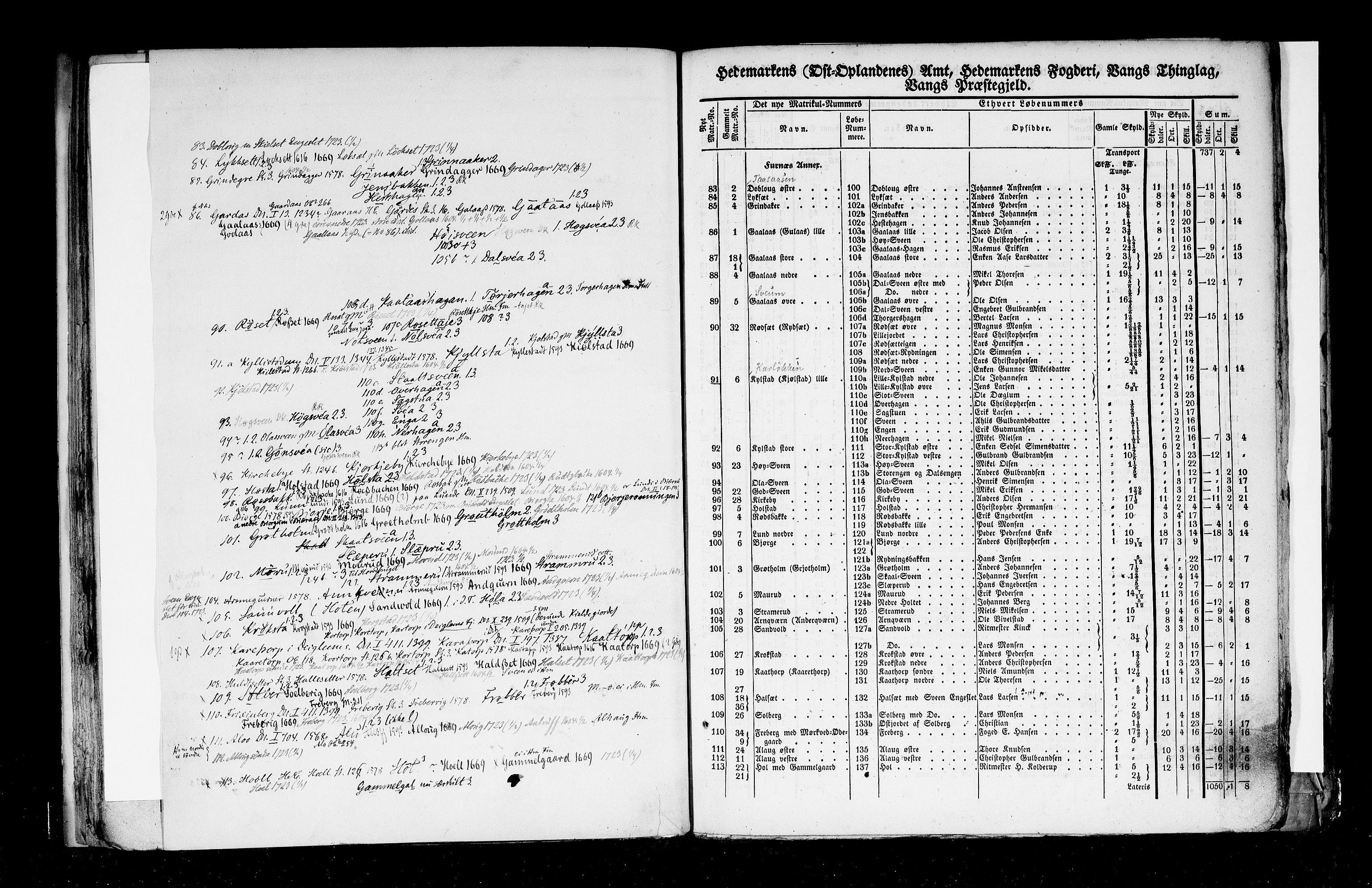 Rygh, AV/RA-PA-0034/F/Fb/L0003: Matrikkelen for 1838 - Hedemarken amt (Hedmark fylke), 1838