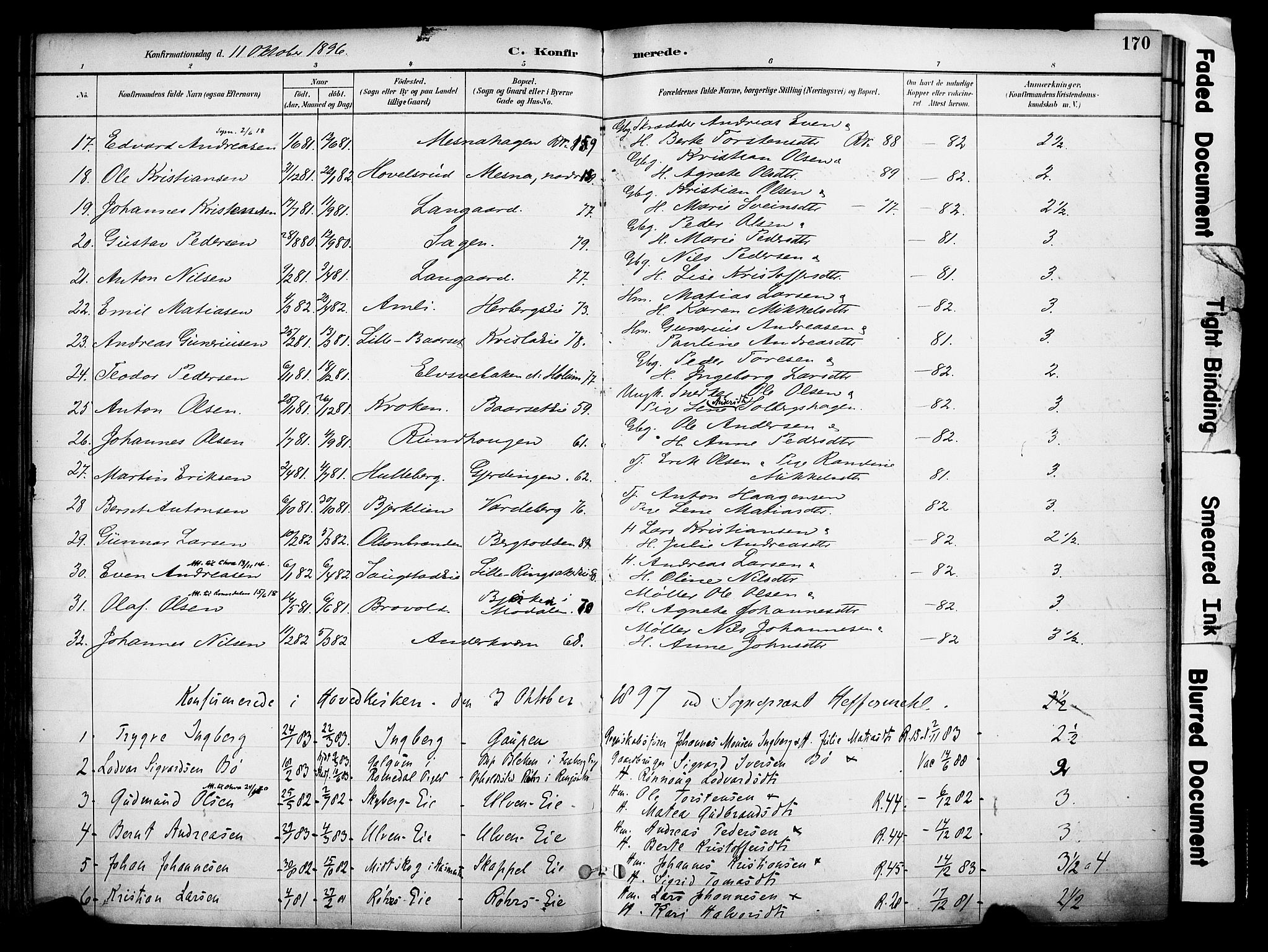 Ringsaker prestekontor, AV/SAH-PREST-014/K/Ka/L0017: Parish register (official) no. 17, 1891-1902, p. 170