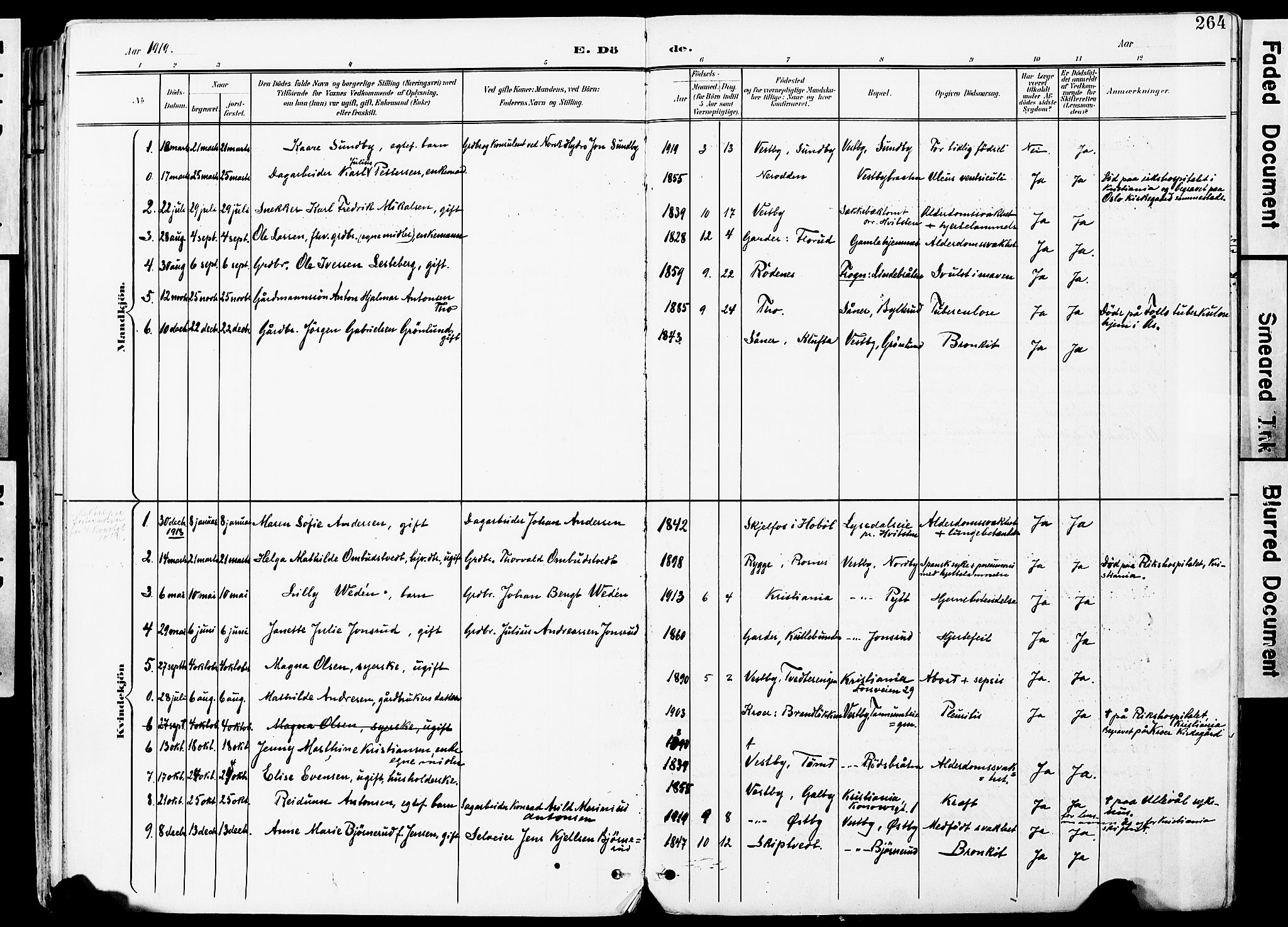 Vestby prestekontor Kirkebøker, SAO/A-10893/F/Fa/L0010: Parish register (official) no. I 10, 1900-1926, p. 264