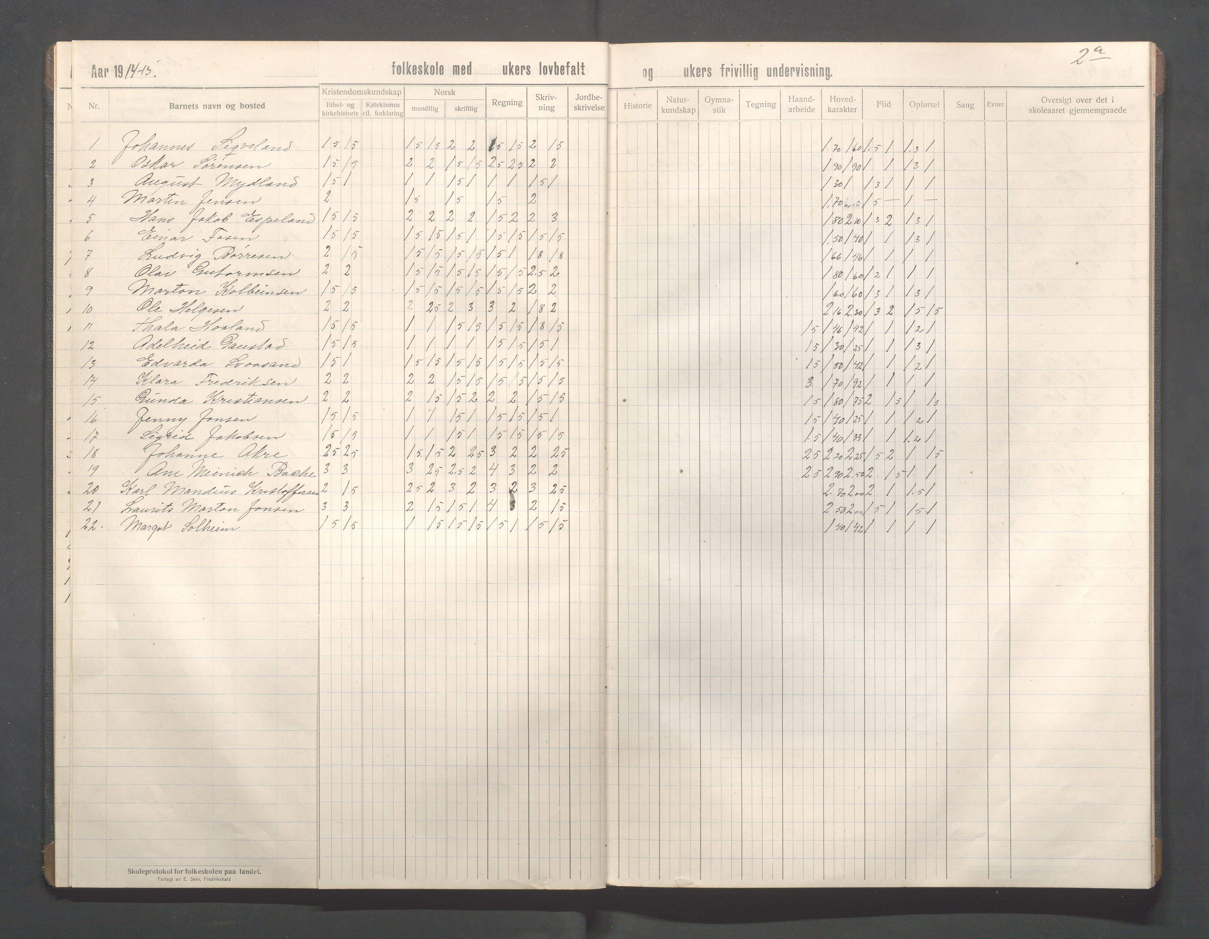 Kopervik Kommune - Kopervik skole, IKAR/K-102472/H/L0018: Skoleprotokoll 2.klasse, 1911-1915, p. 12