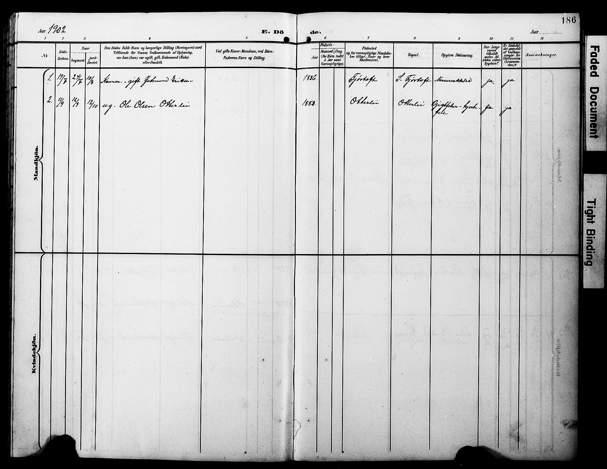 Ministerialprotokoller, klokkerbøker og fødselsregistre - Møre og Romsdal, AV/SAT-A-1454/538/L0524: Parish register (copy) no. 538C02, 1901-1931, p. 186