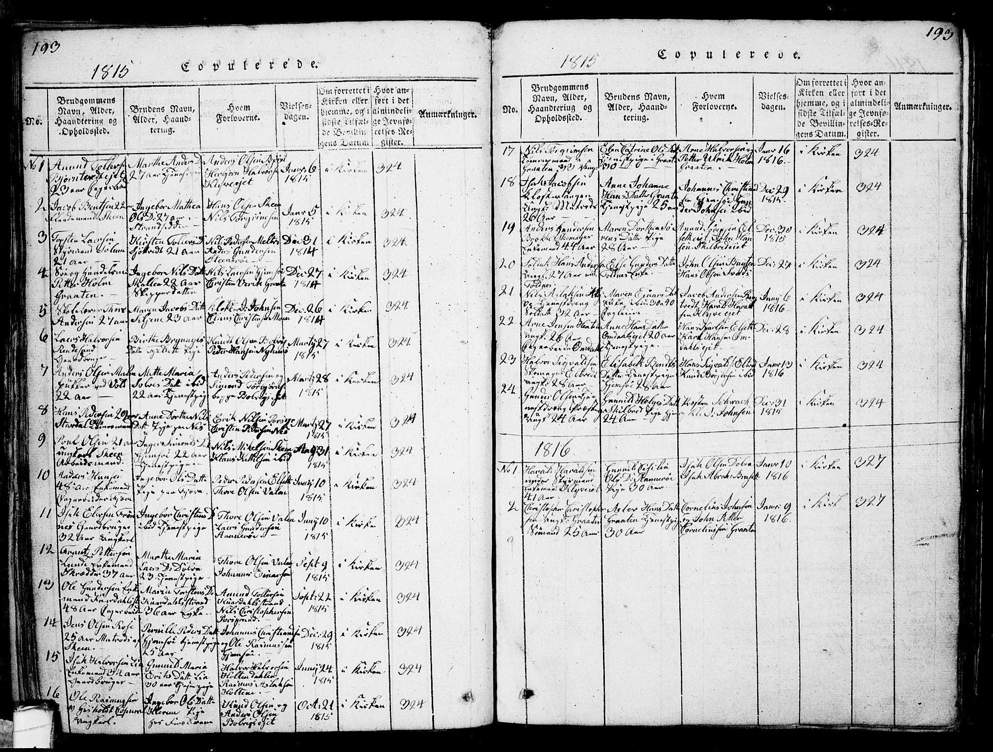 Solum kirkebøker, SAKO/A-306/G/Ga/L0001: Parish register (copy) no. I 1, 1814-1833, p. 193
