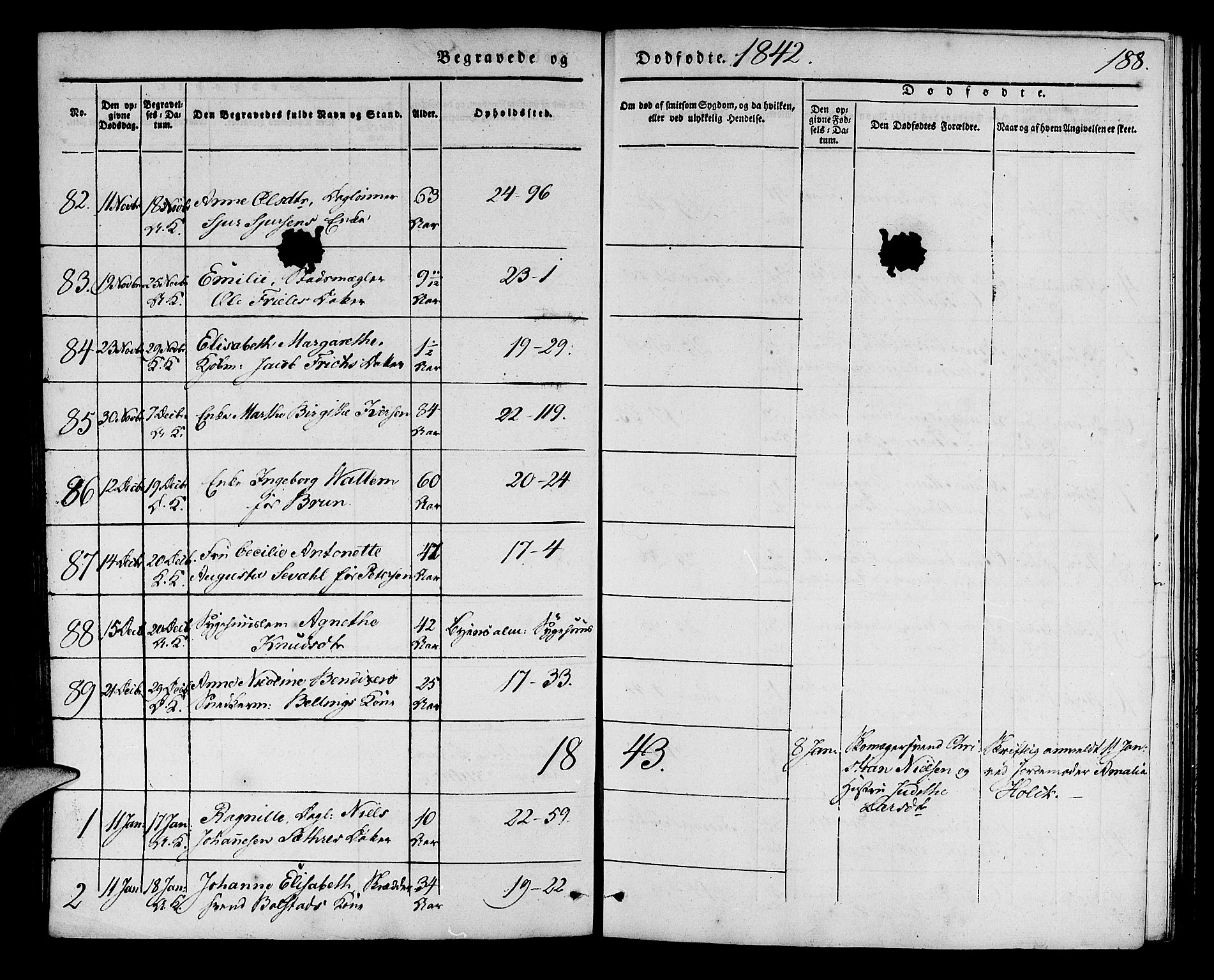 Korskirken sokneprestembete, SAB/A-76101/H/Haa/L0043: Parish register (official) no. E 1, 1834-1848, p. 188